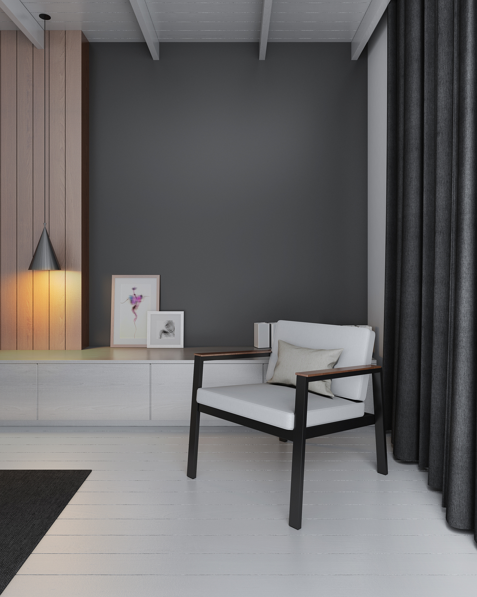 modern living room 3d rendering