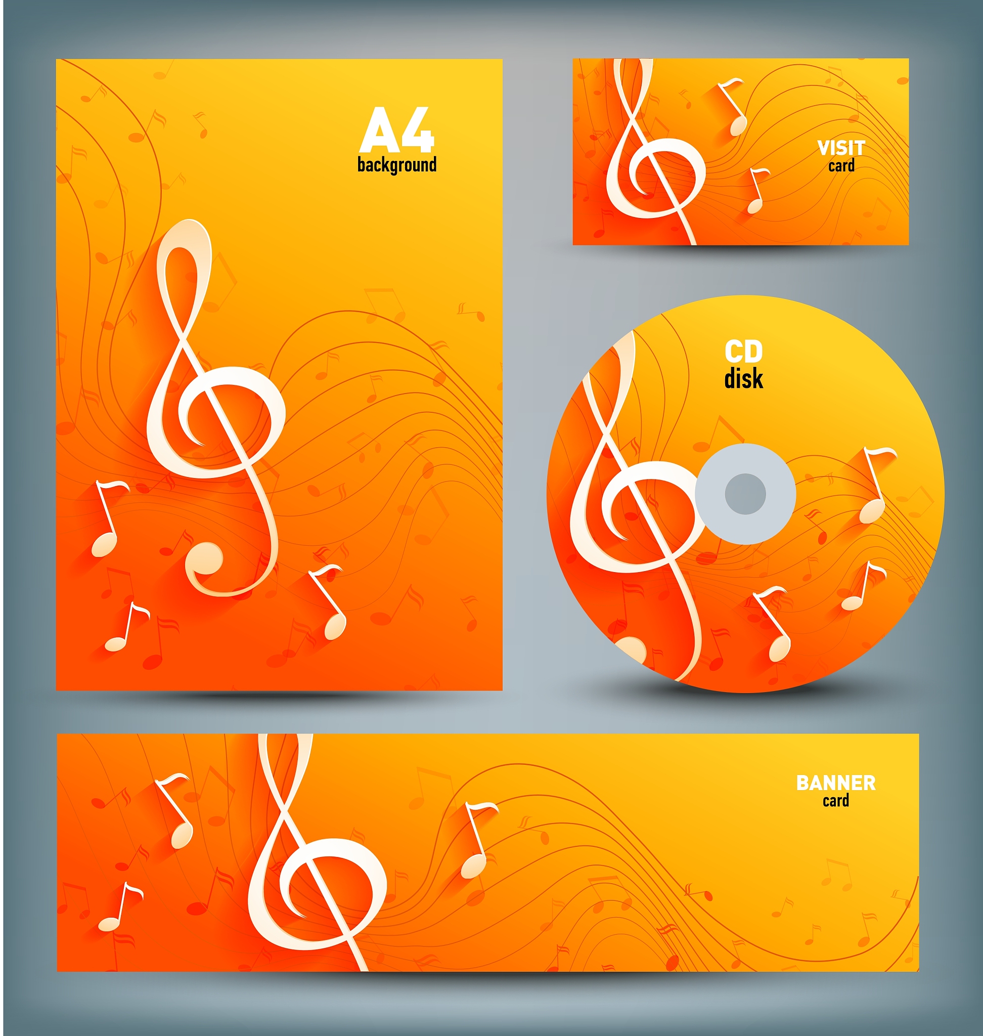 set of template designs with music notes and key