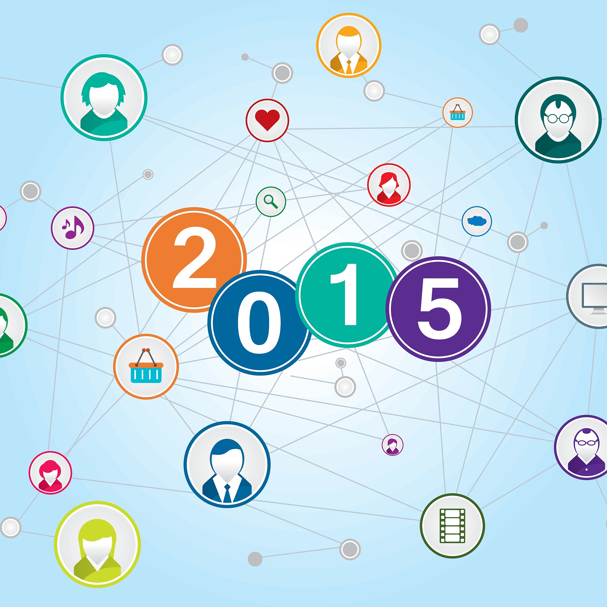 people network social. 2015 happy new year