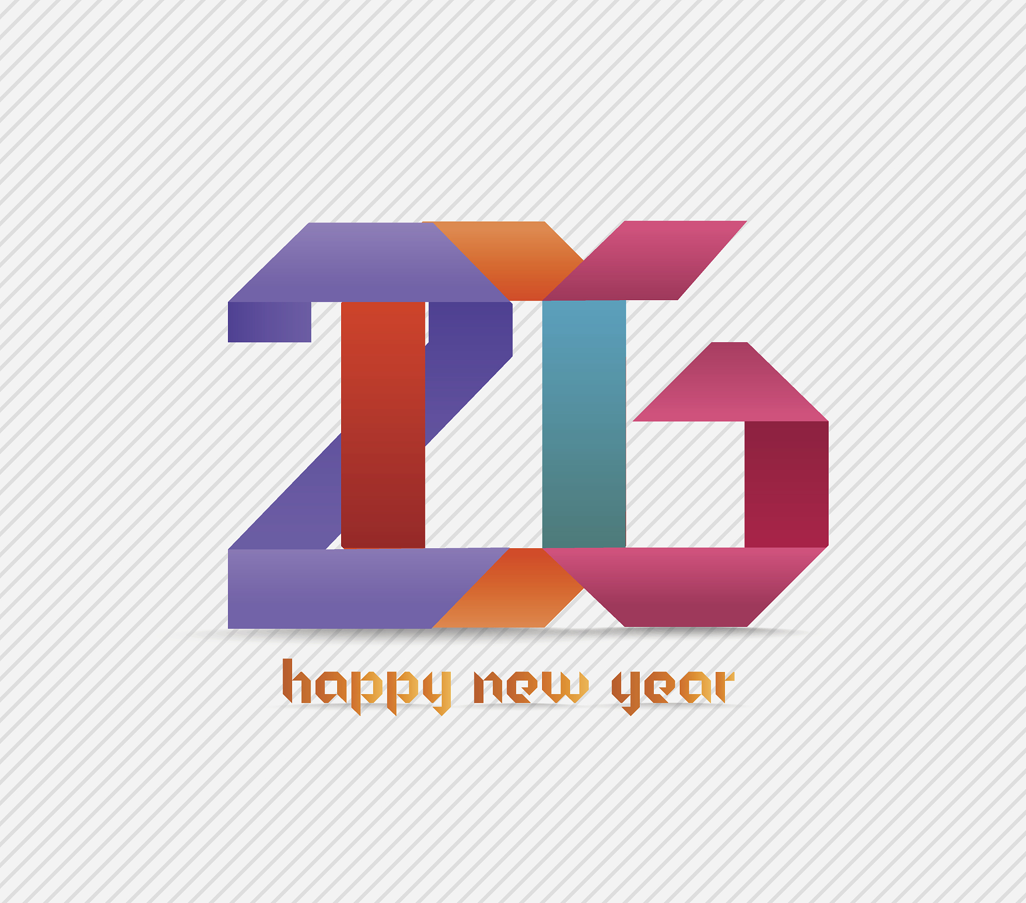 happy new year 2016 banner, origami illustration. calendar cover