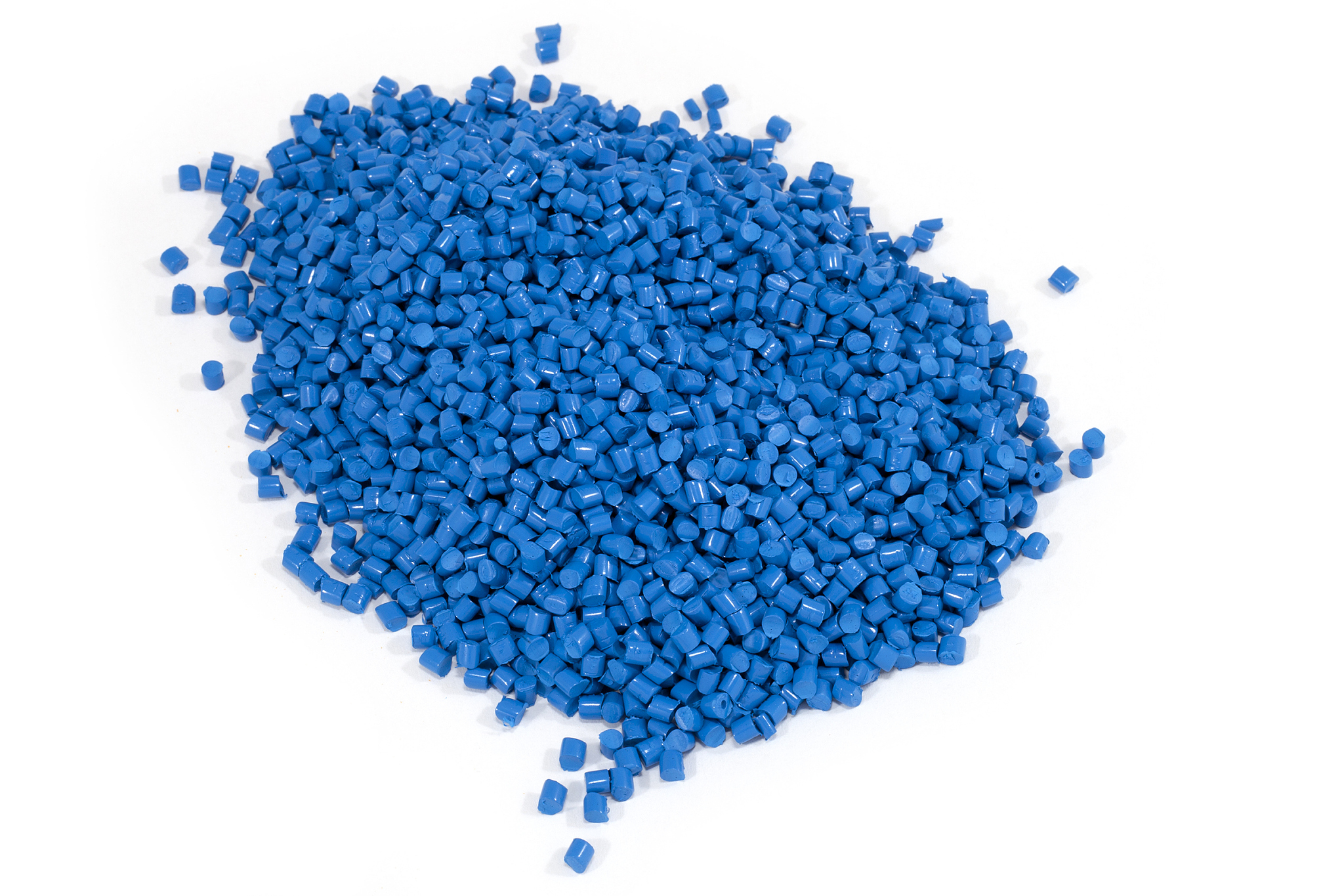 blue plastic polymer granules