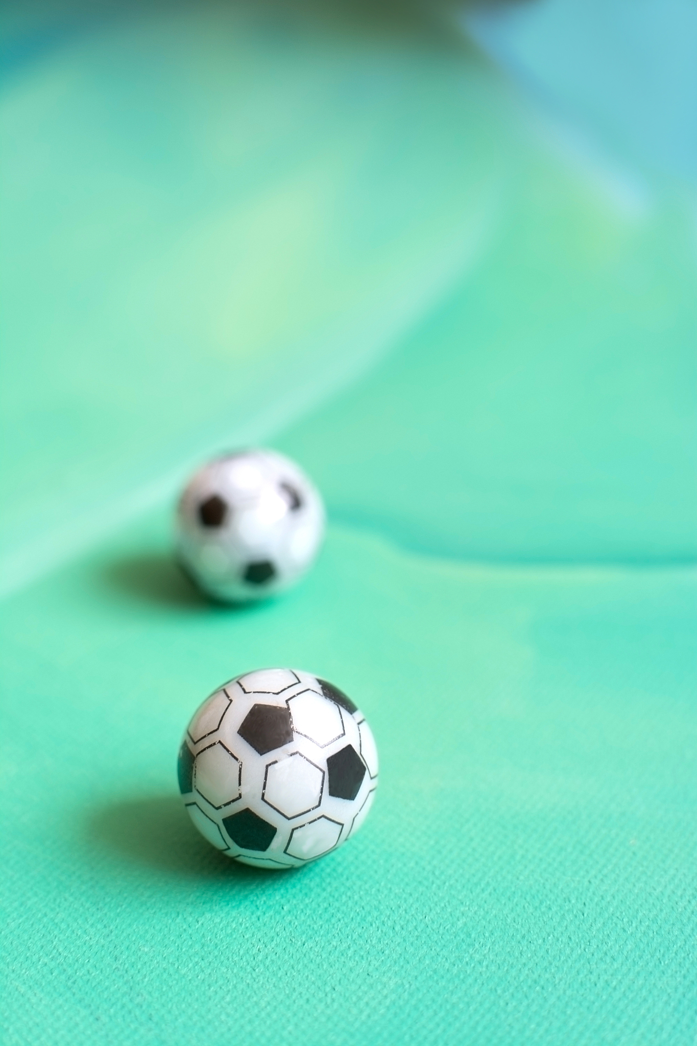 close-up of balls on soccer field