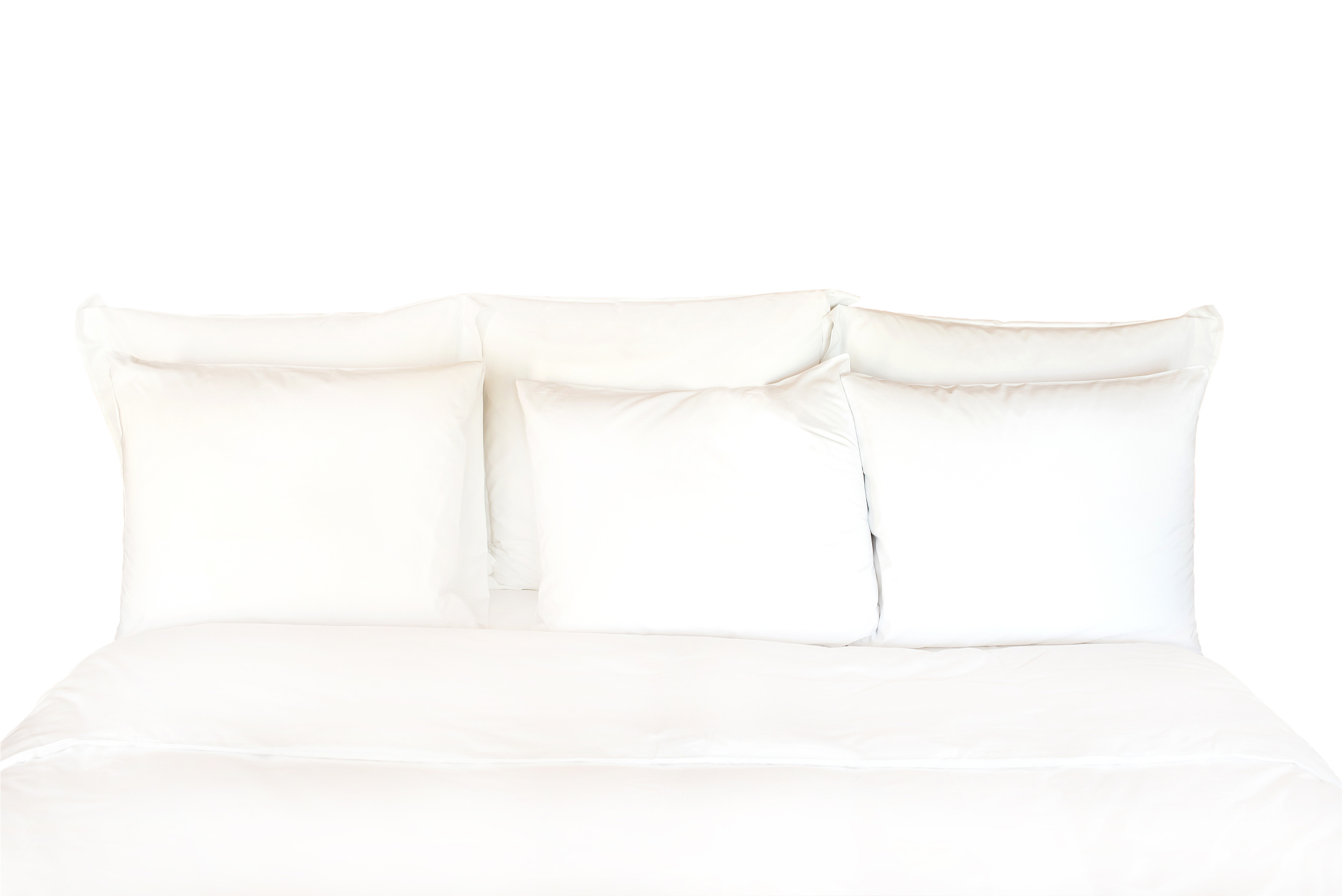 white bed sheets and pillows on white clipping path.