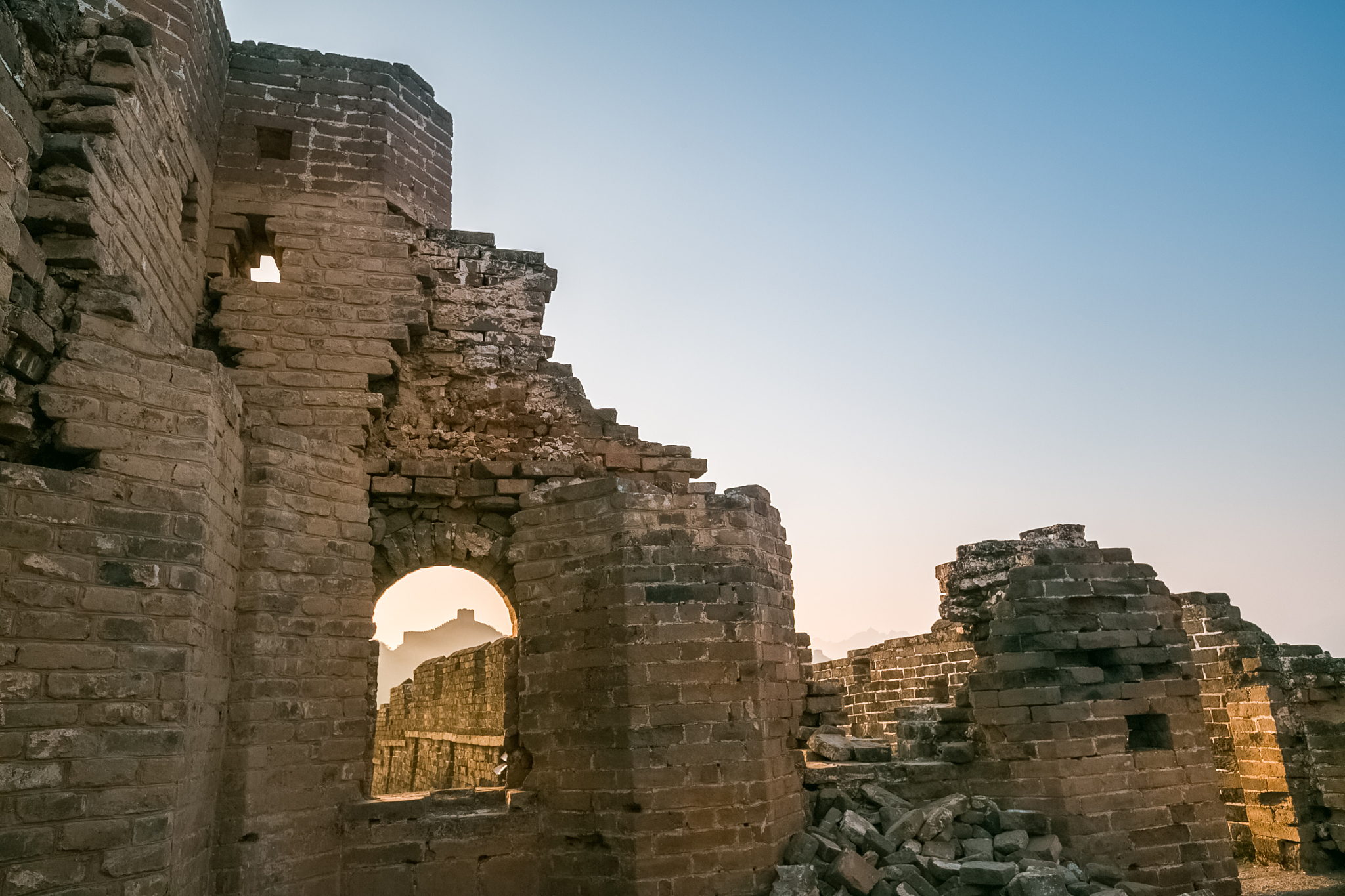 ruins of the great wall at dusk