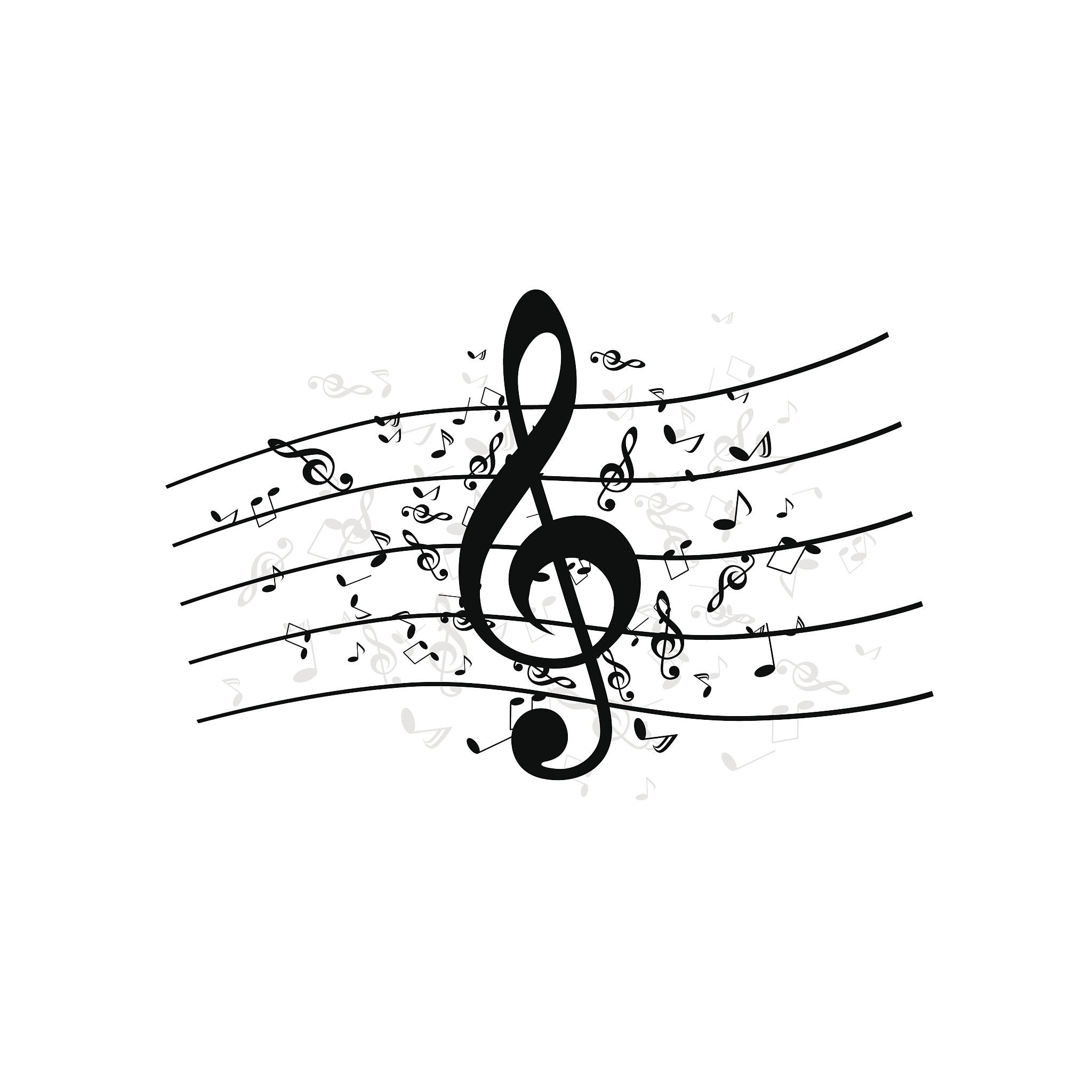 wave music on white background