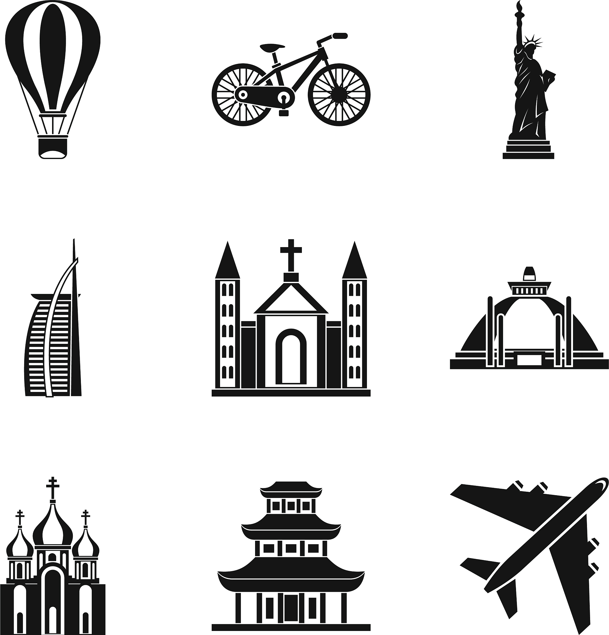 movement around the world icons set simple style