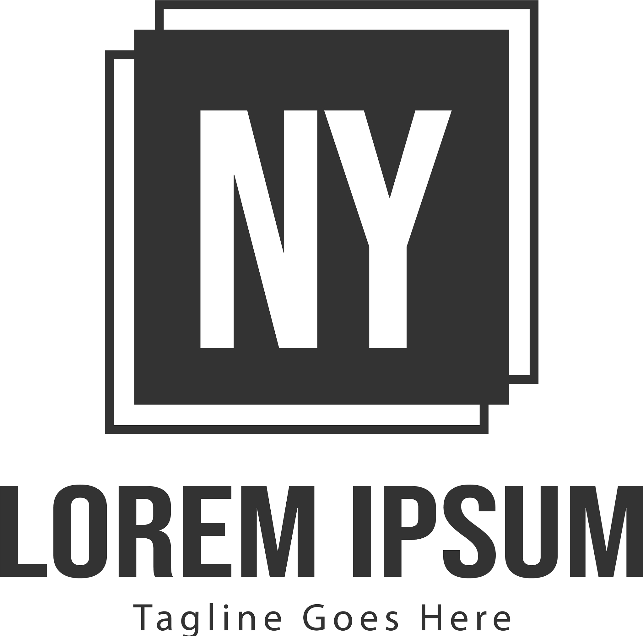 initial ny logo template with modern frame