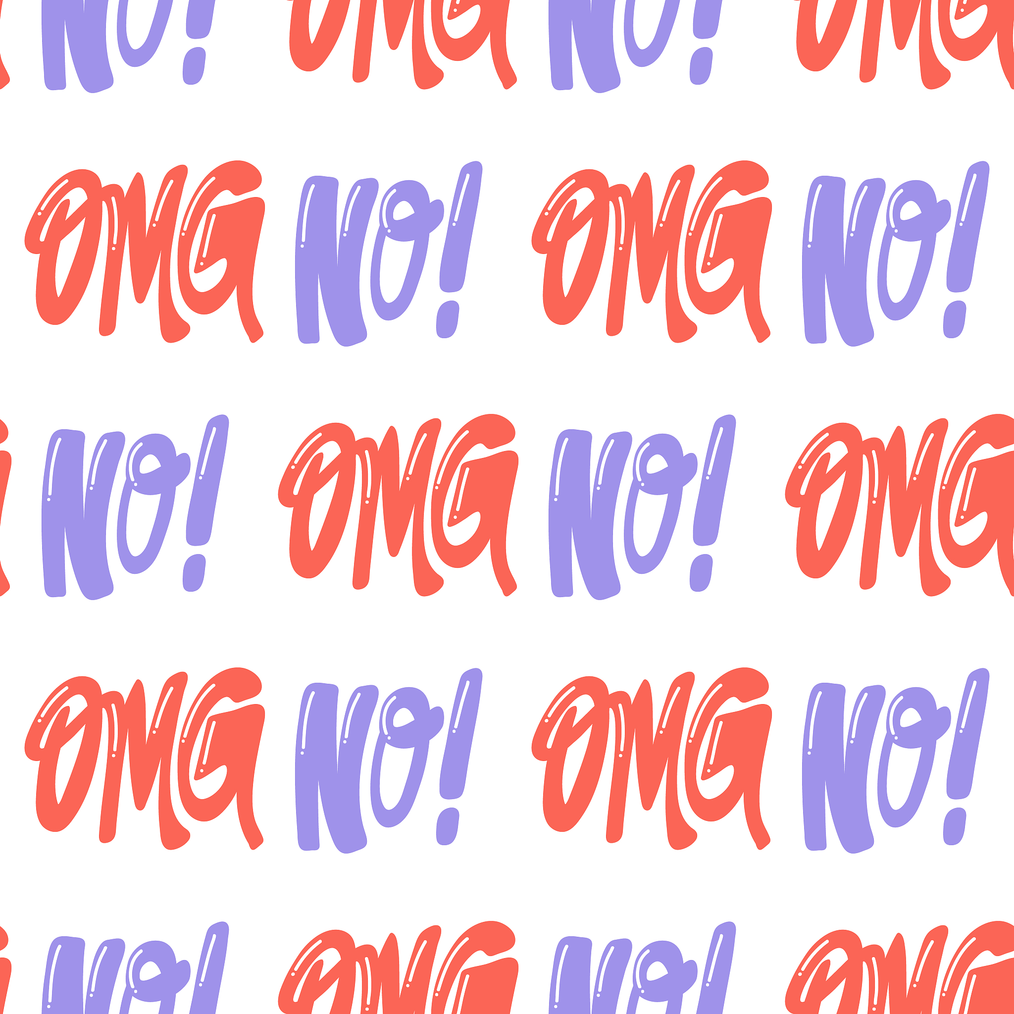 omg no. vector seamless pattern with calligraphy hand drawn text
