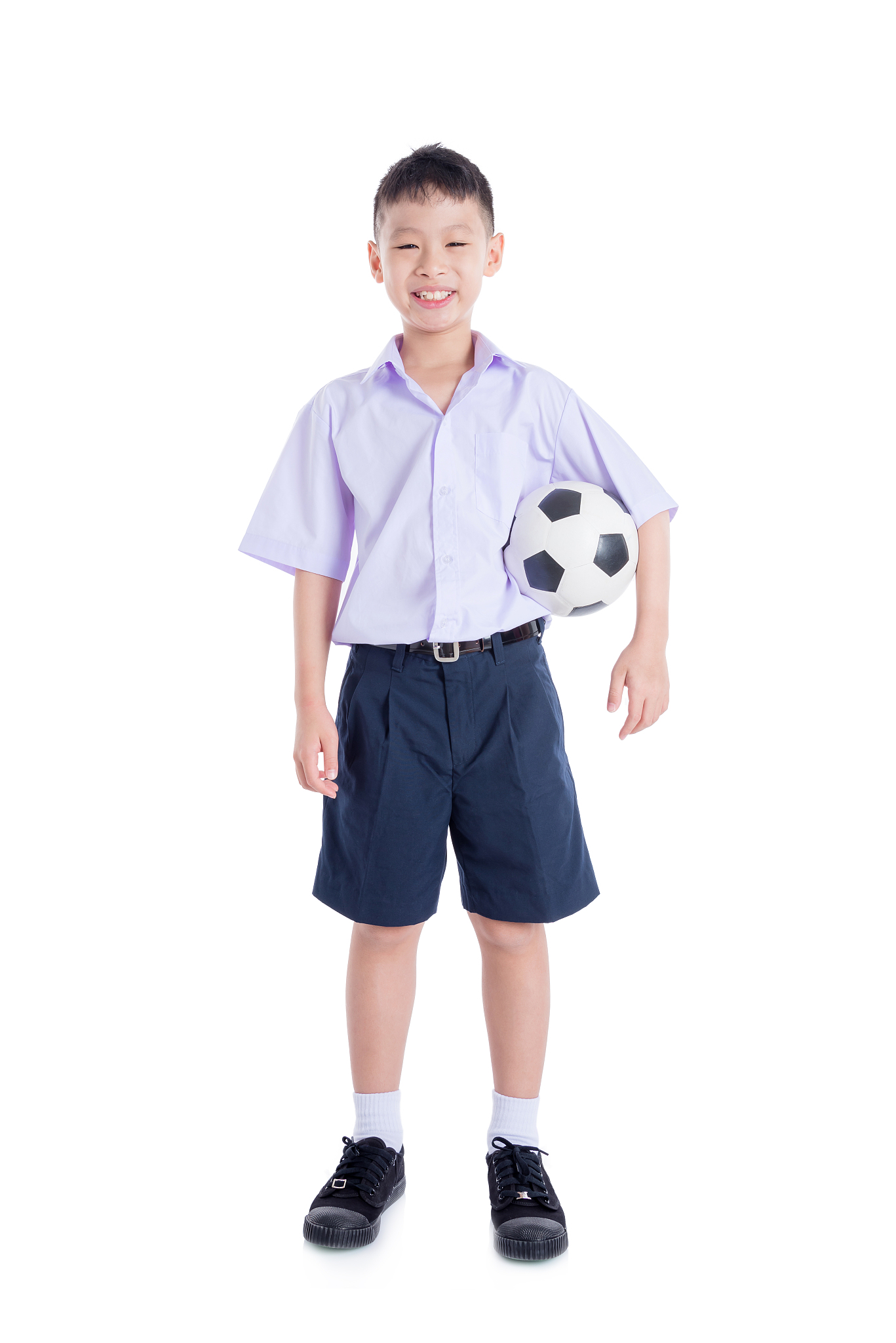 young student with ball over white