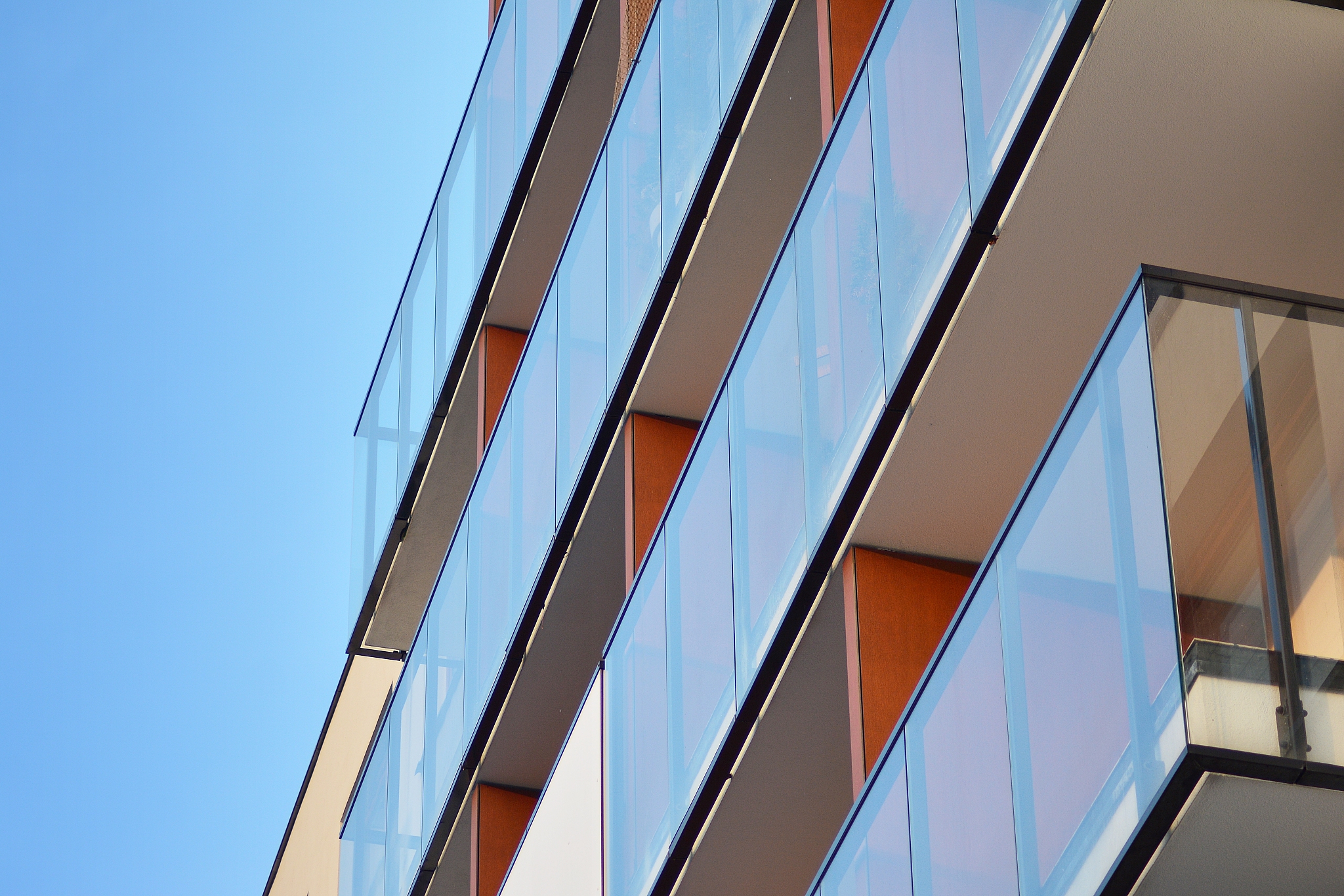 abstract fragment of contemporary architecture, walls made of gl