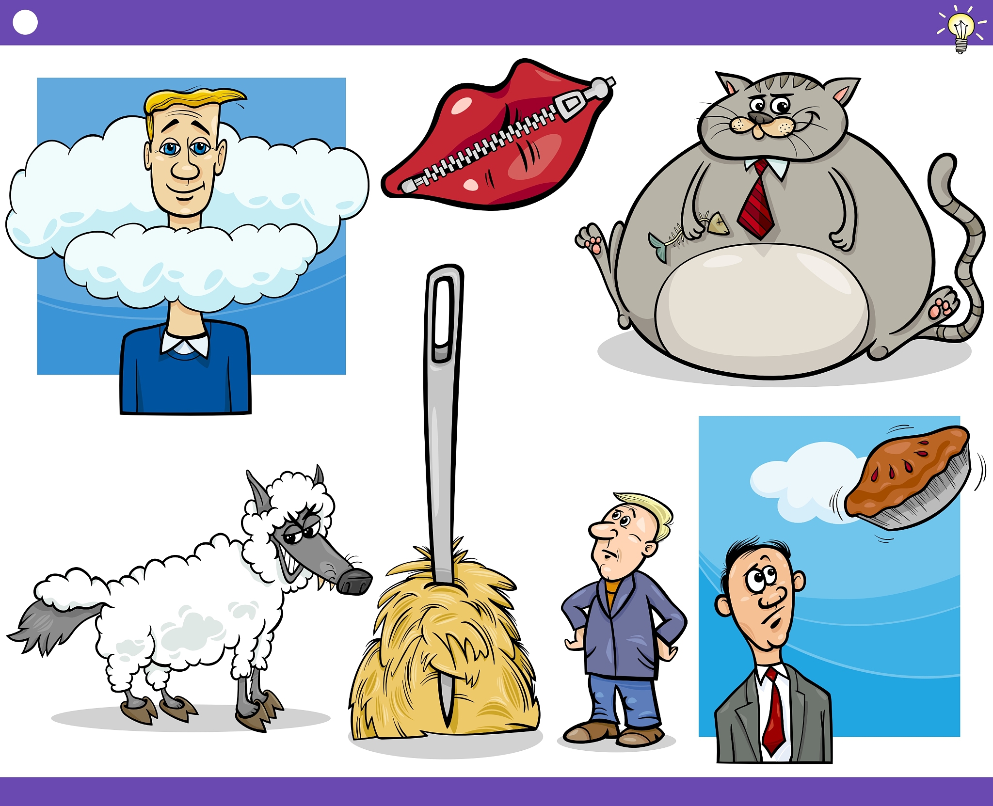 cartoon concepts and sayings set
