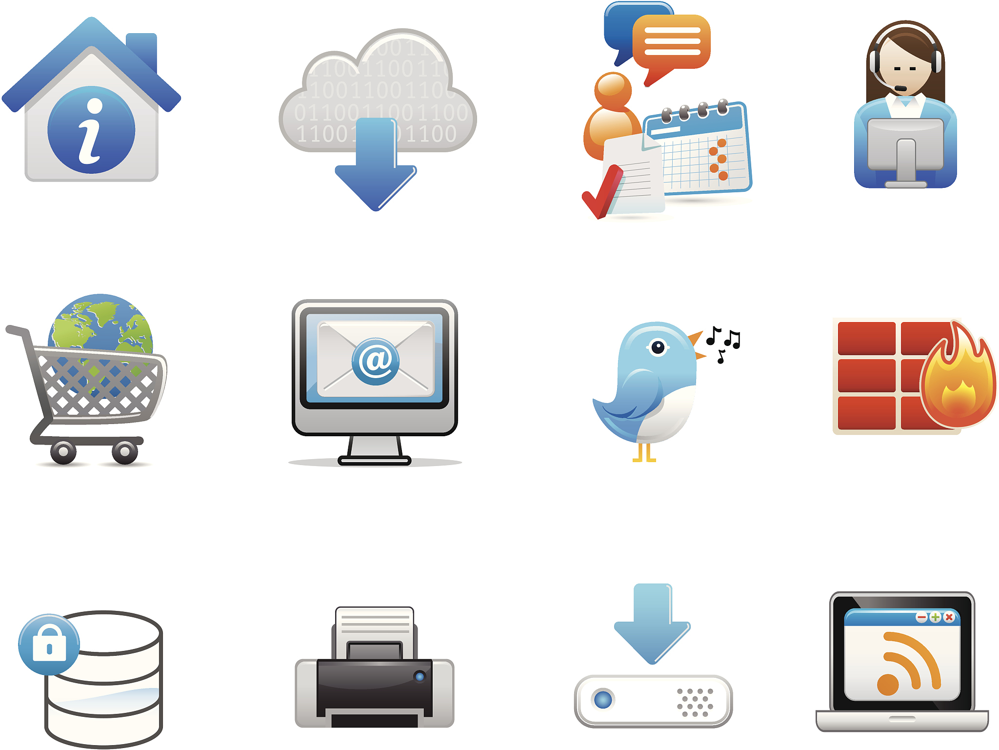 internet website and social media icon set