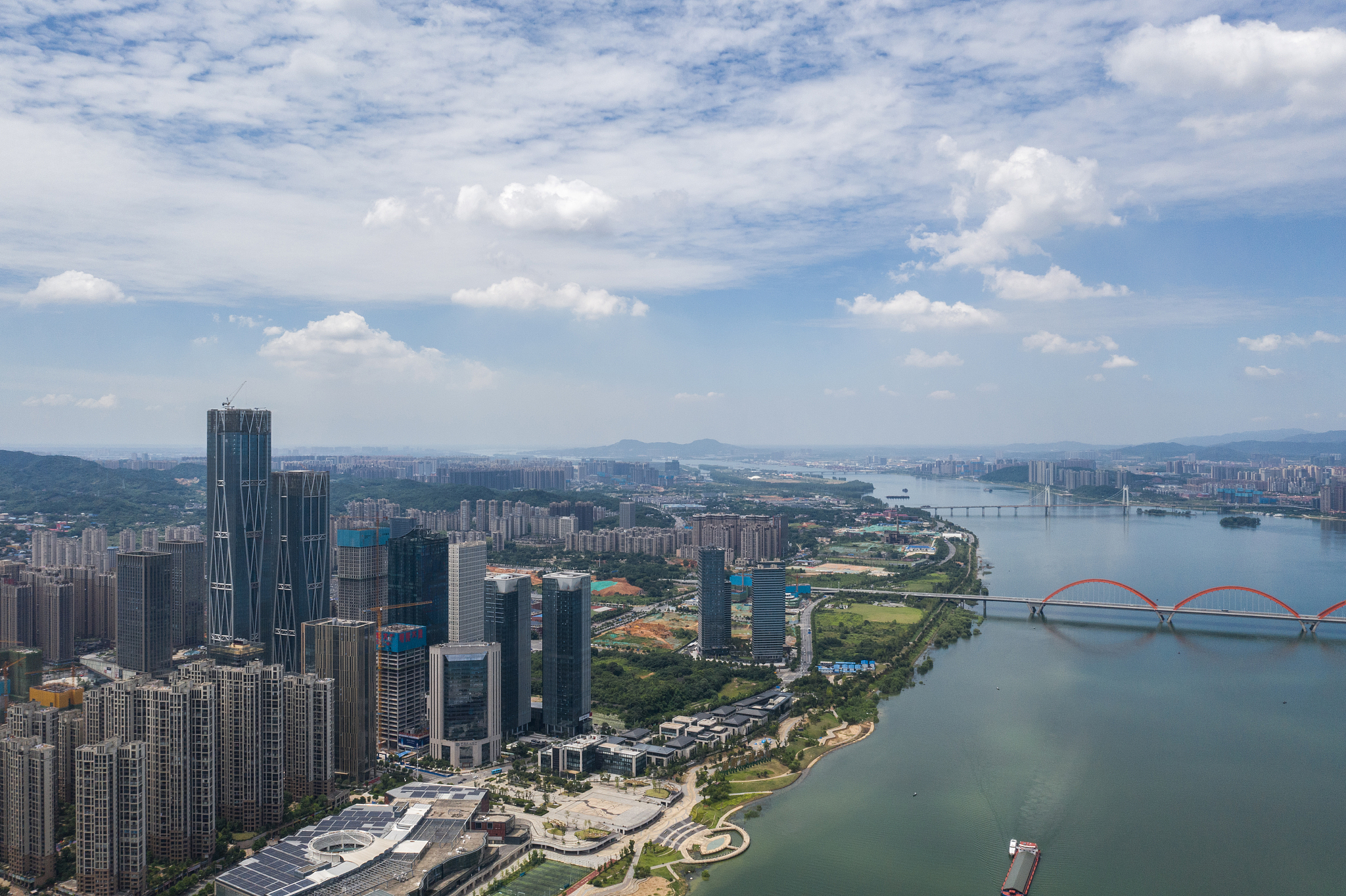 航拍长沙城市天际线