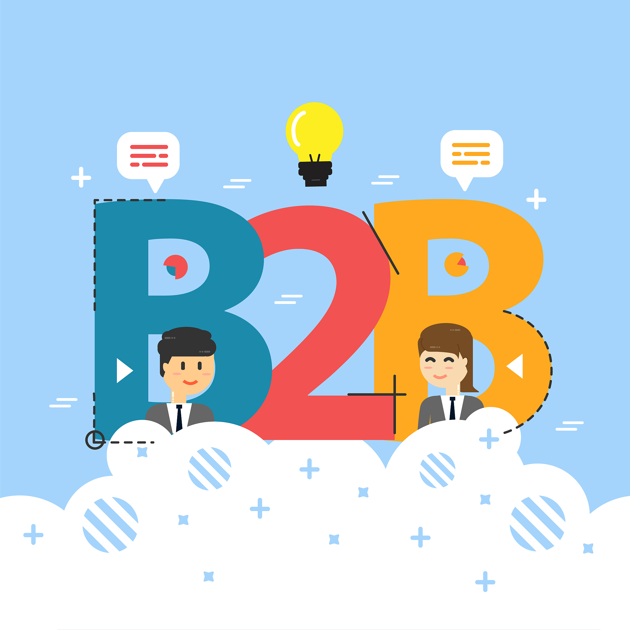 concept of word b2b. business to business. illustration concept 