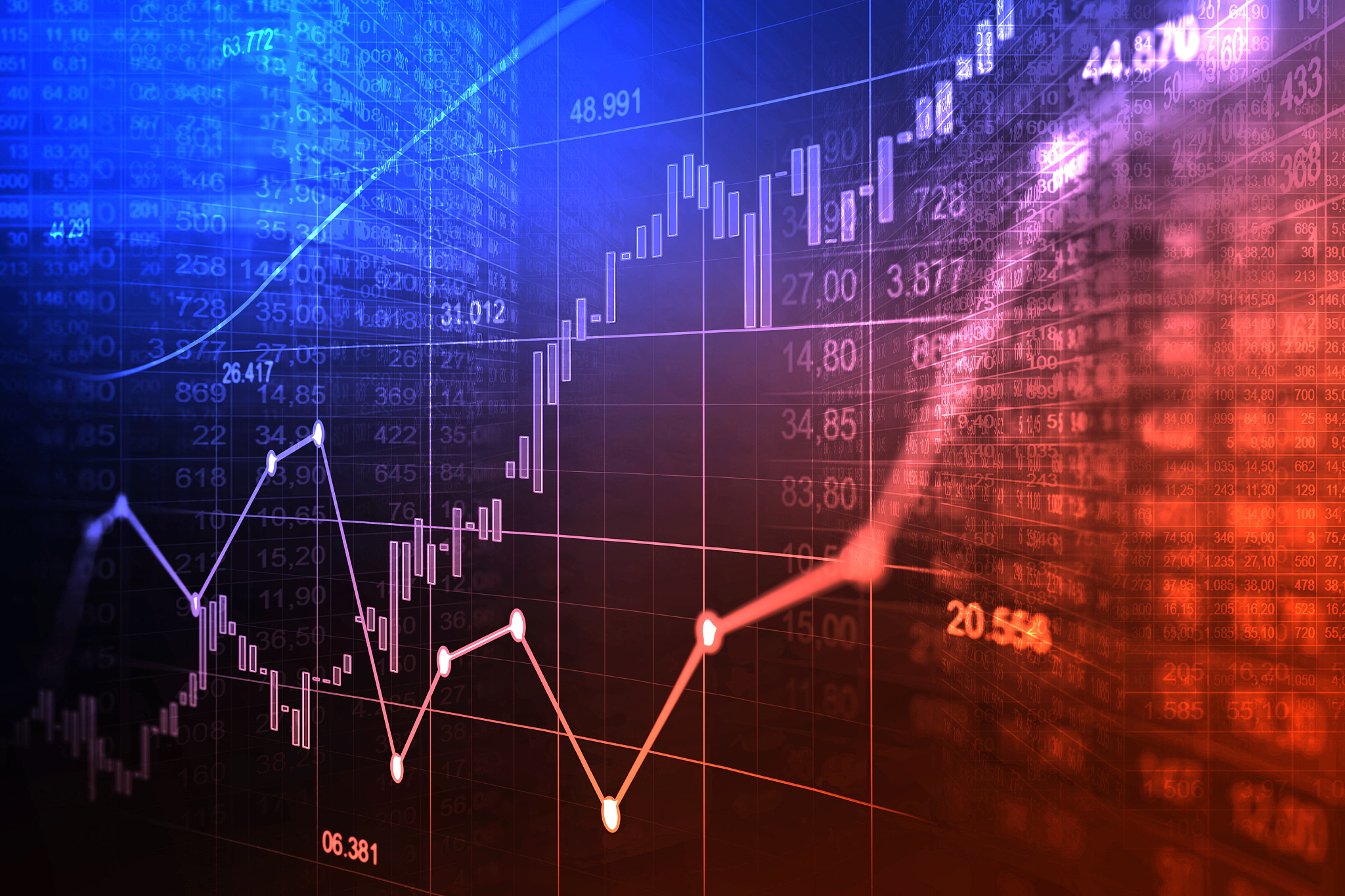 stock market or forex trading graph