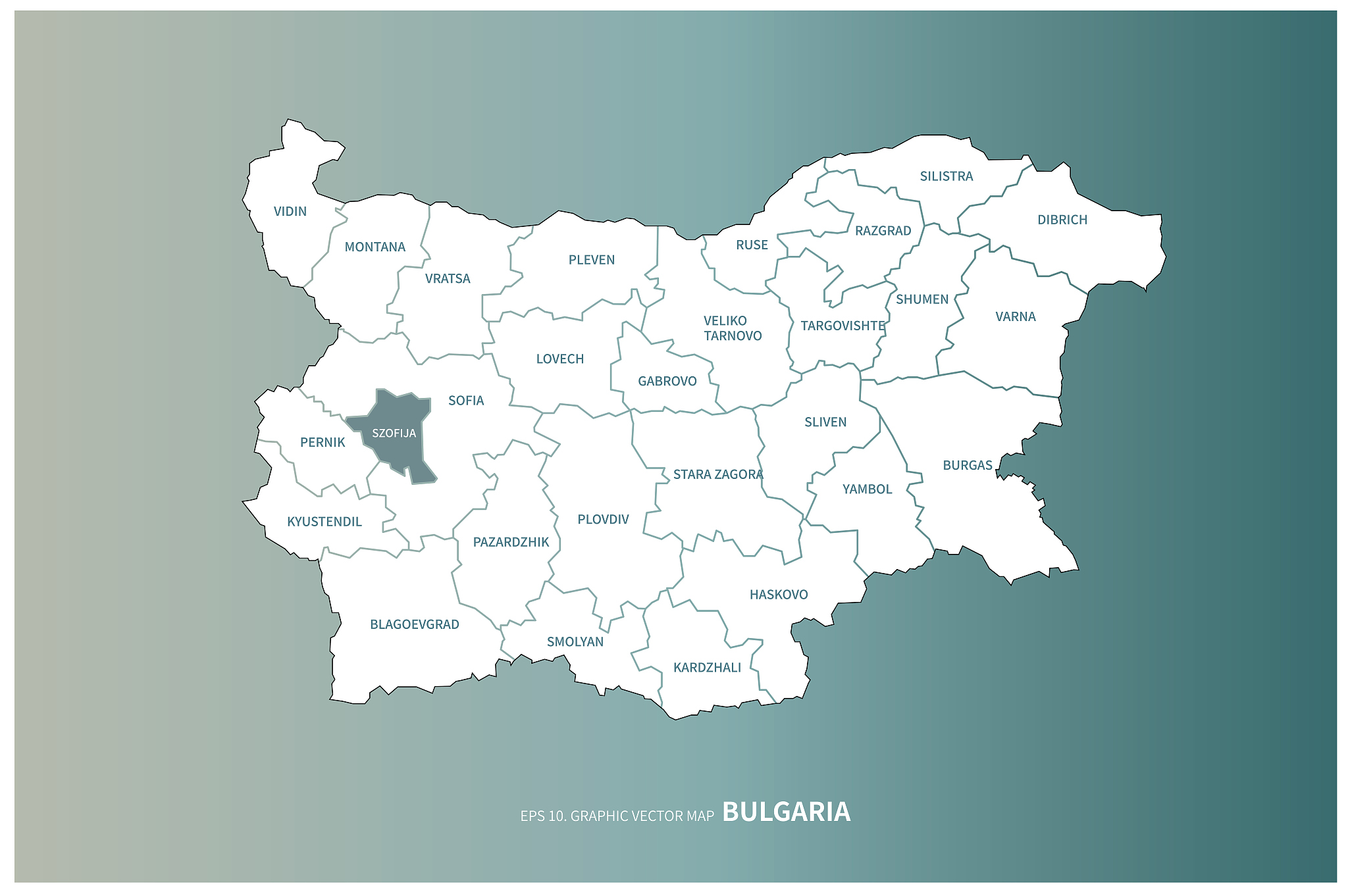 bulgaria map. vector map of bulgaria in balkans country