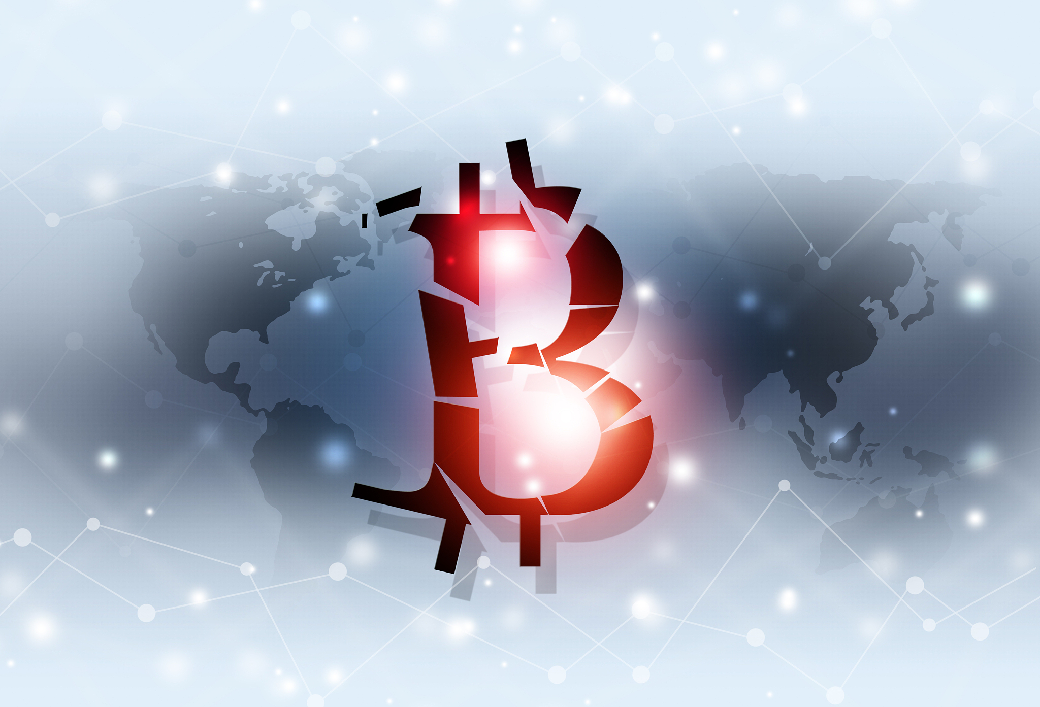 bitcoin fall down business background