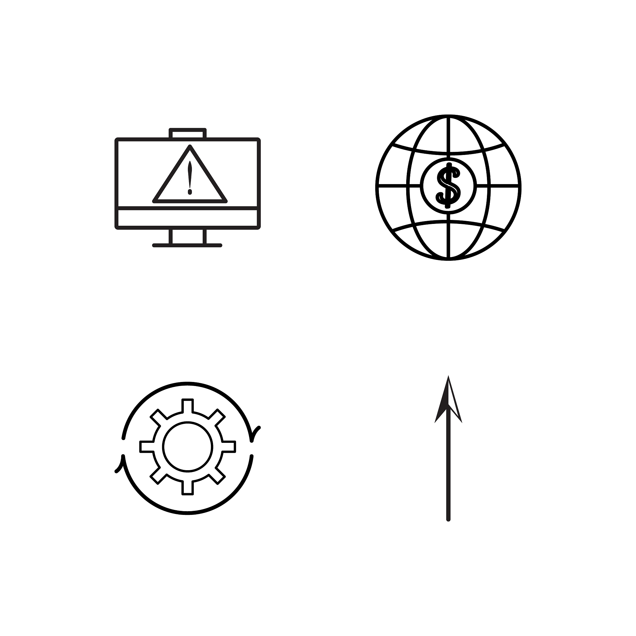 business simple outlined icons set