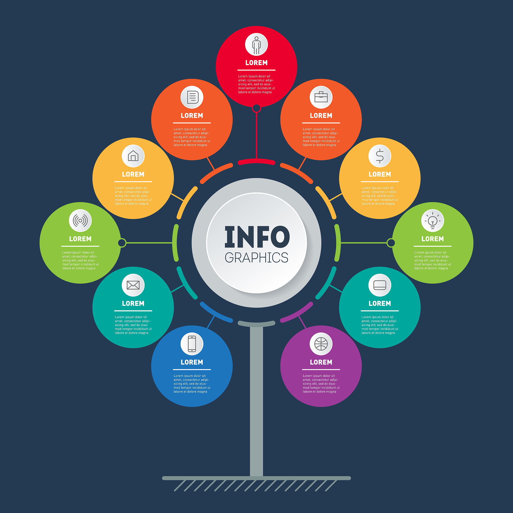 business presentation or infographics concept with 11 options. t