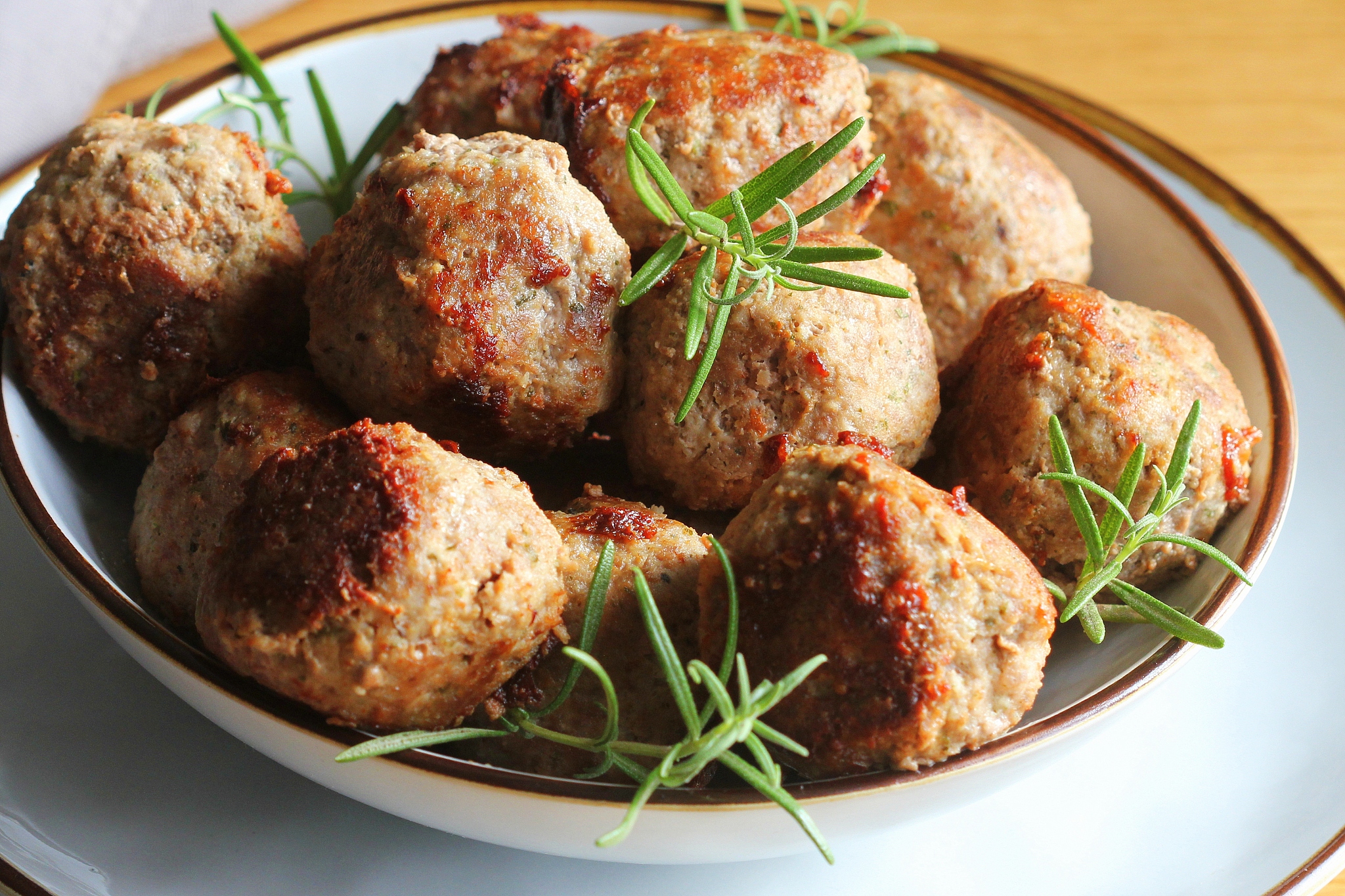 roasted meatballs , delicious meat cutlets on wooden table