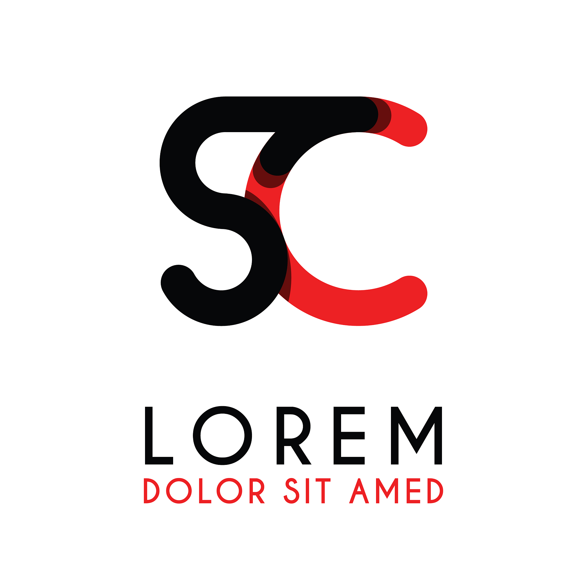 initial letter sc with red black and has rounded