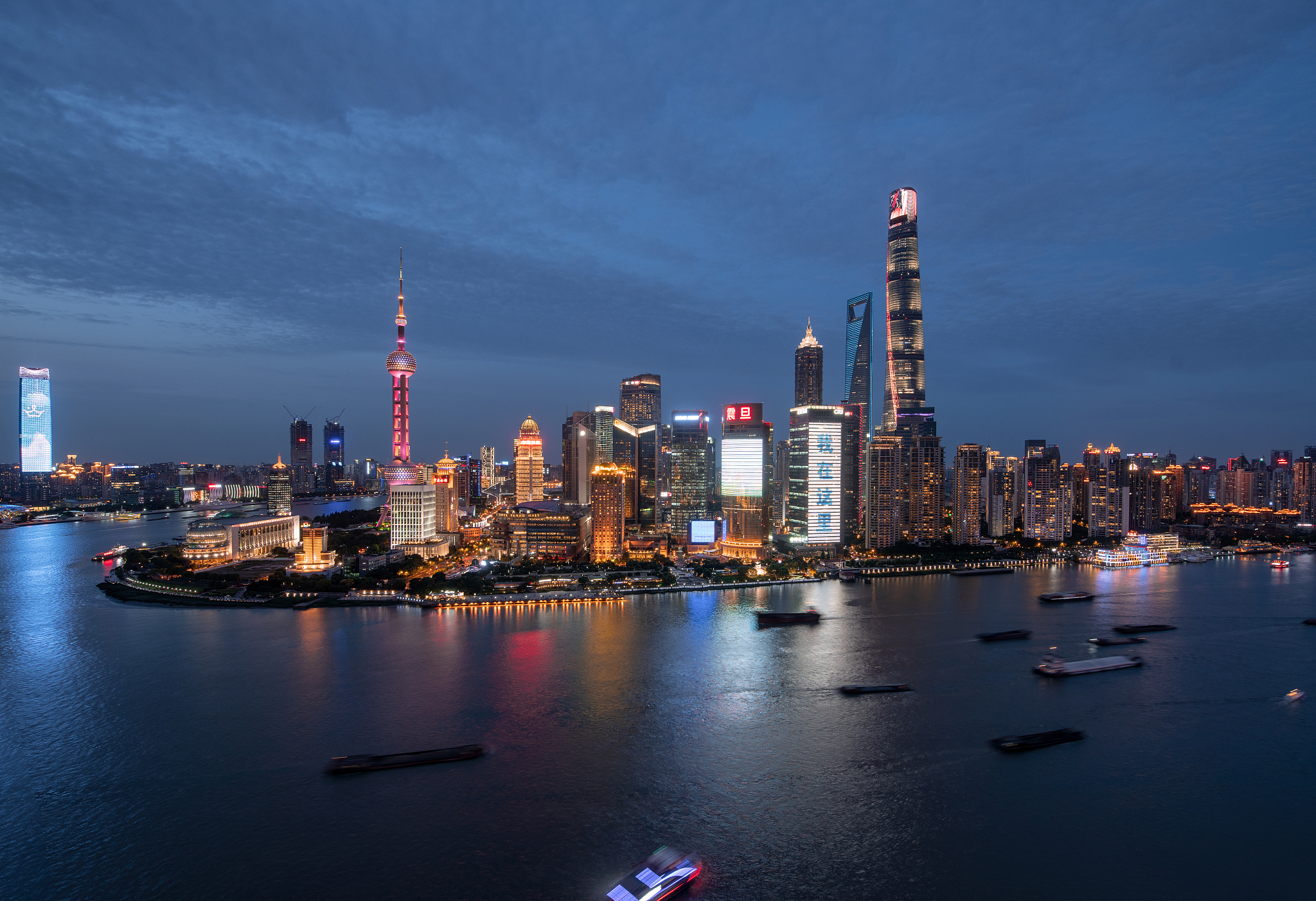 grand view of lujiazui at night in shanghai