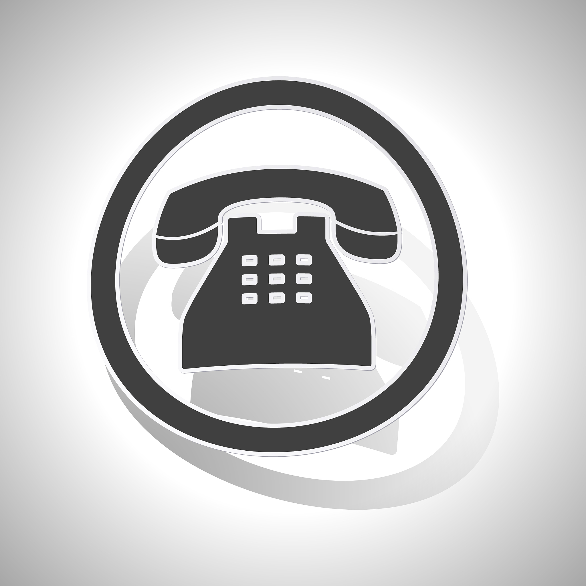 telephone sign sticker curved