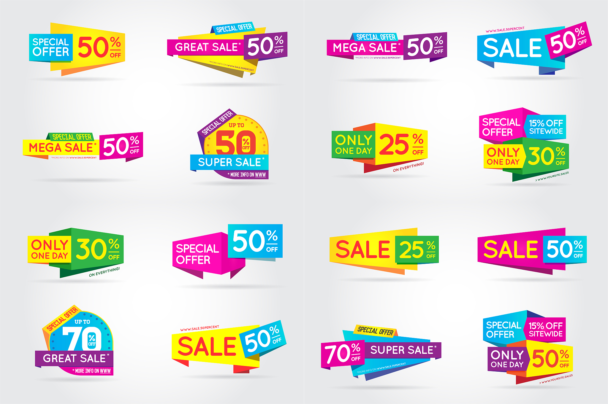 set of sale signs, banners, posters, cards. vector.