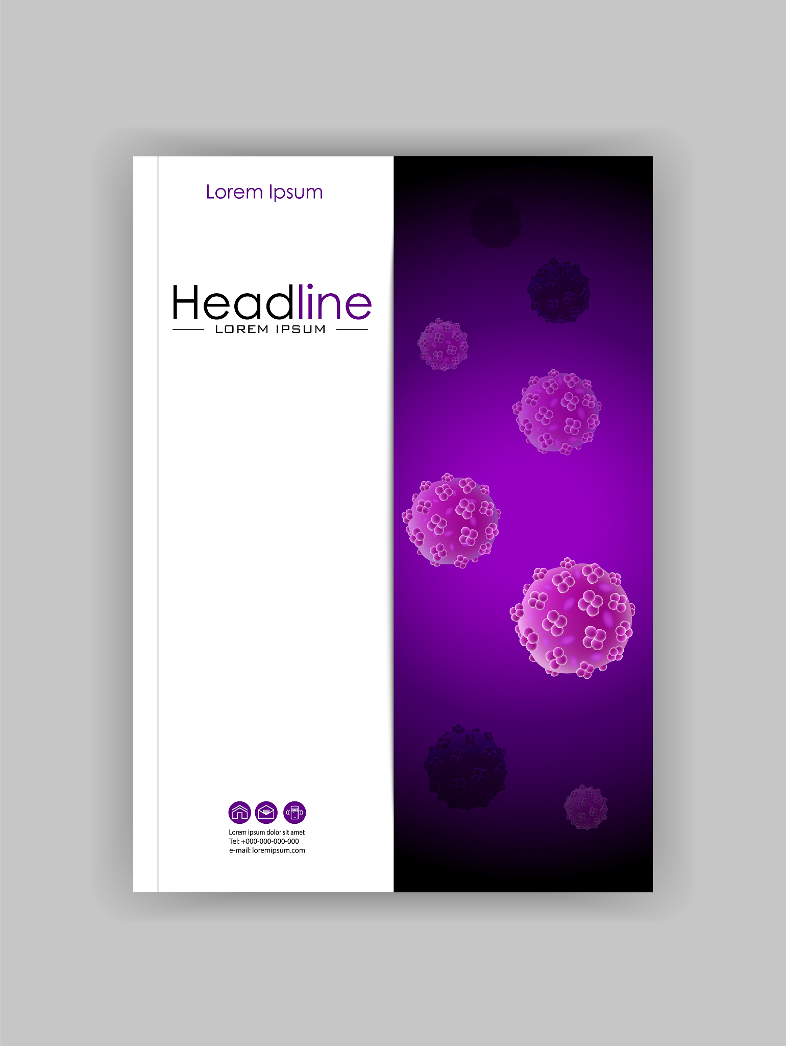 a4 medical, scientific, academic journal cover design with bacte