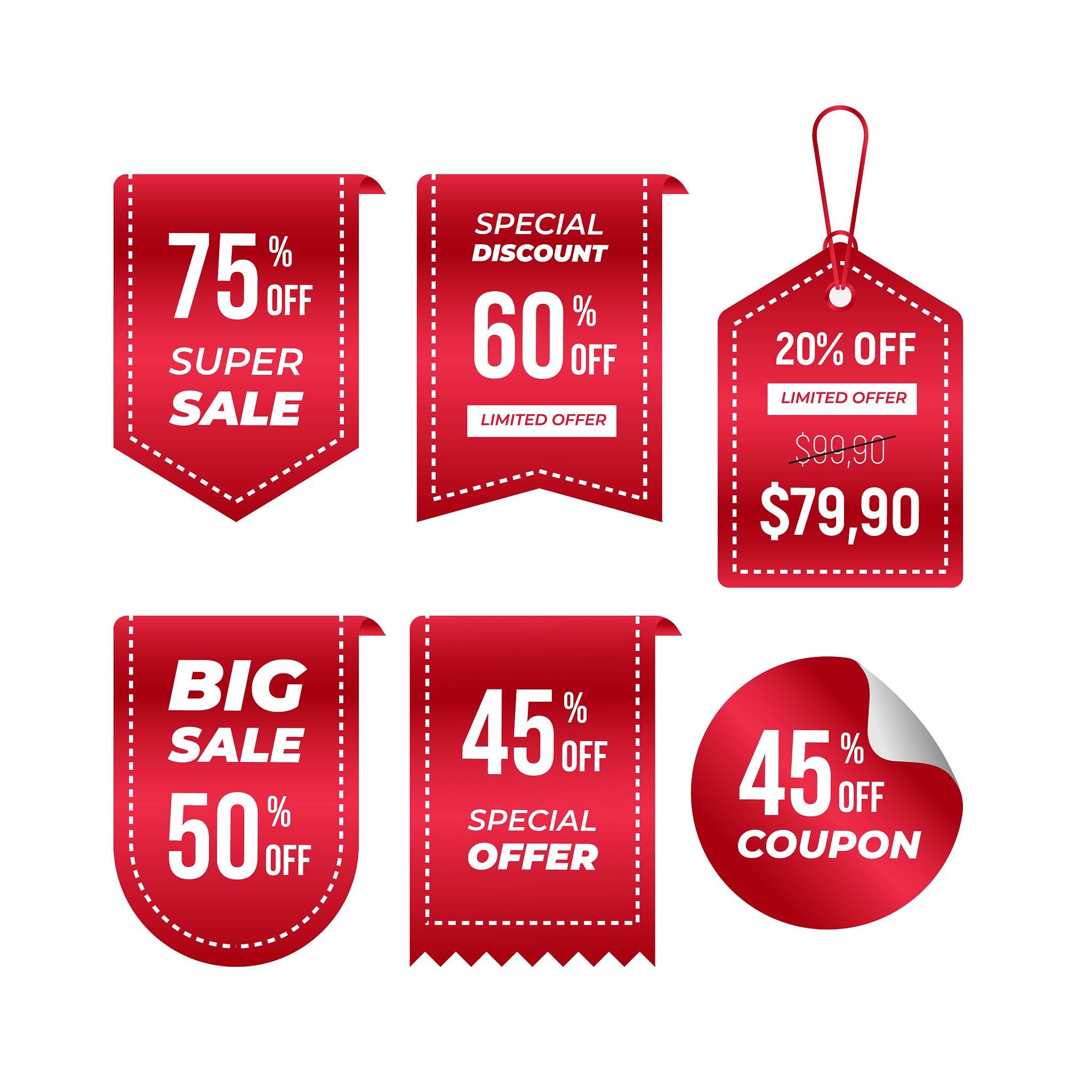 price tags collection ribbon sale banners