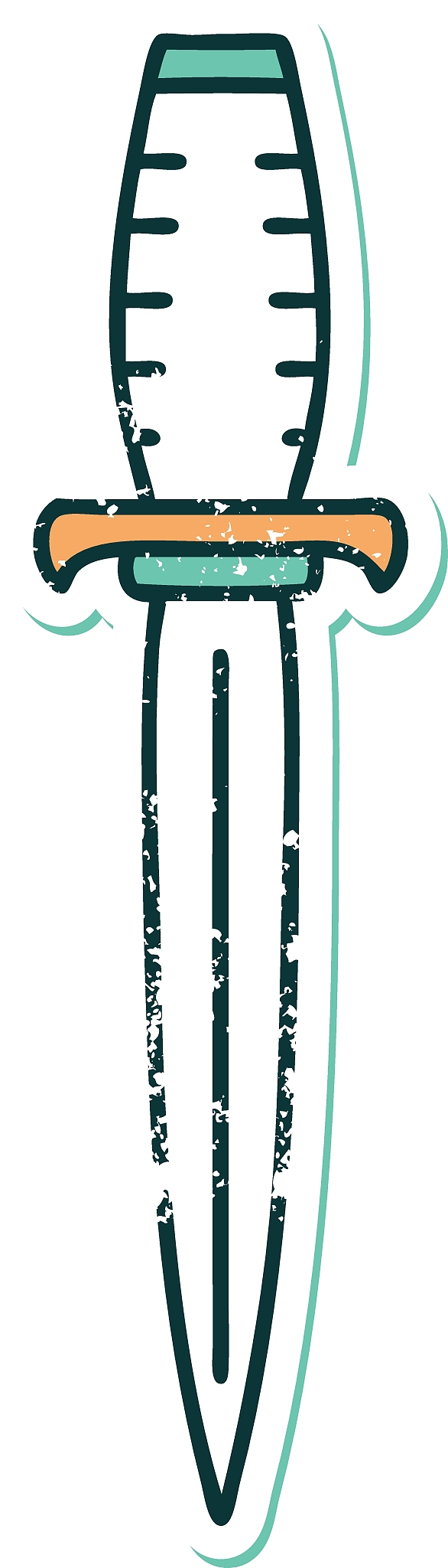 distressed sticker tattoo style icon of a dagger