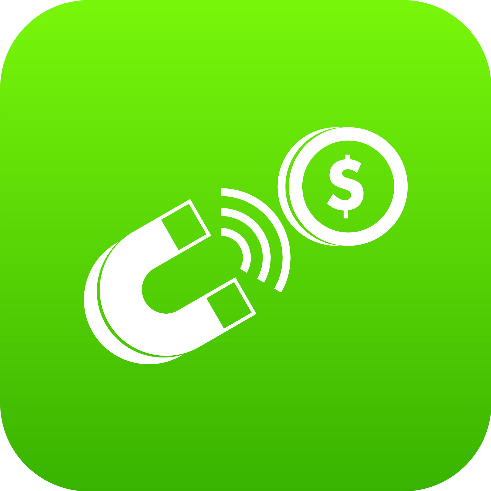magnet with coin icon digital green