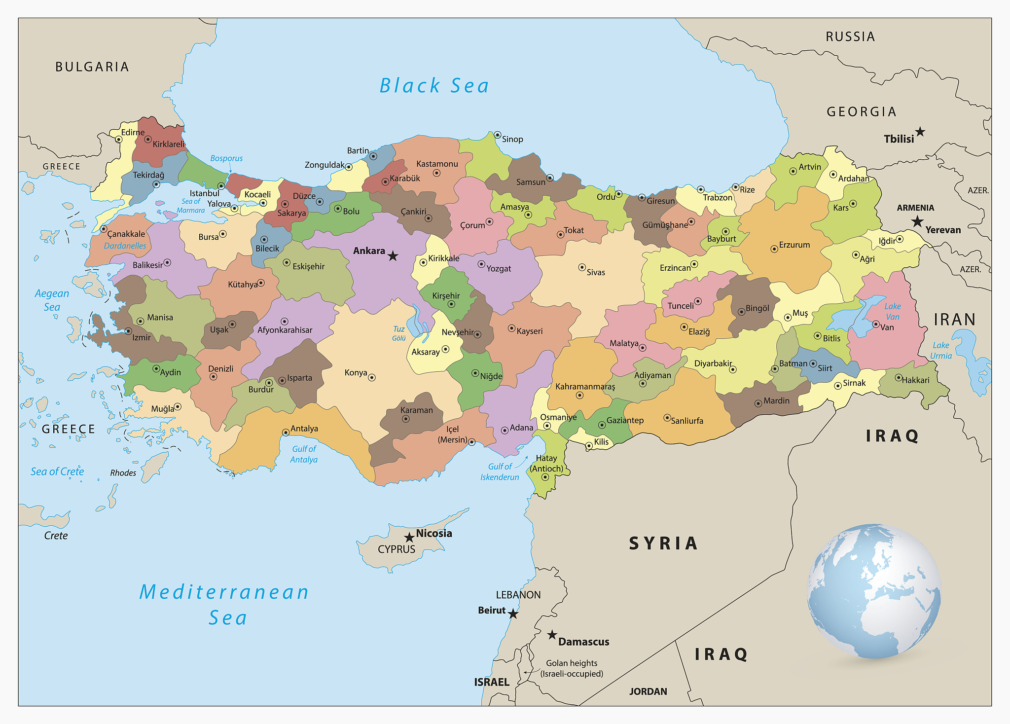 turkey detailed administrative map