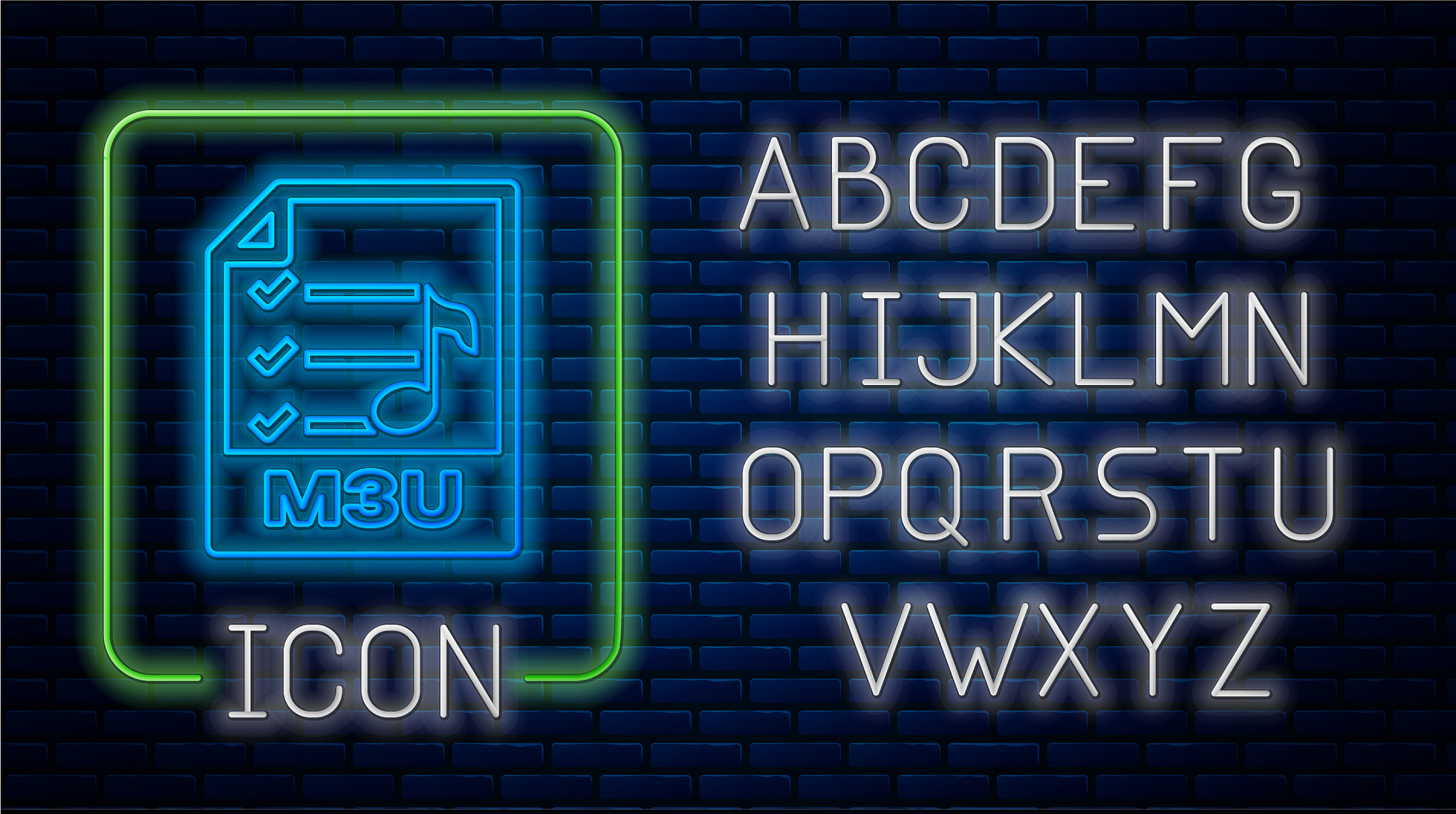 glowing neon m3u file document download m3u