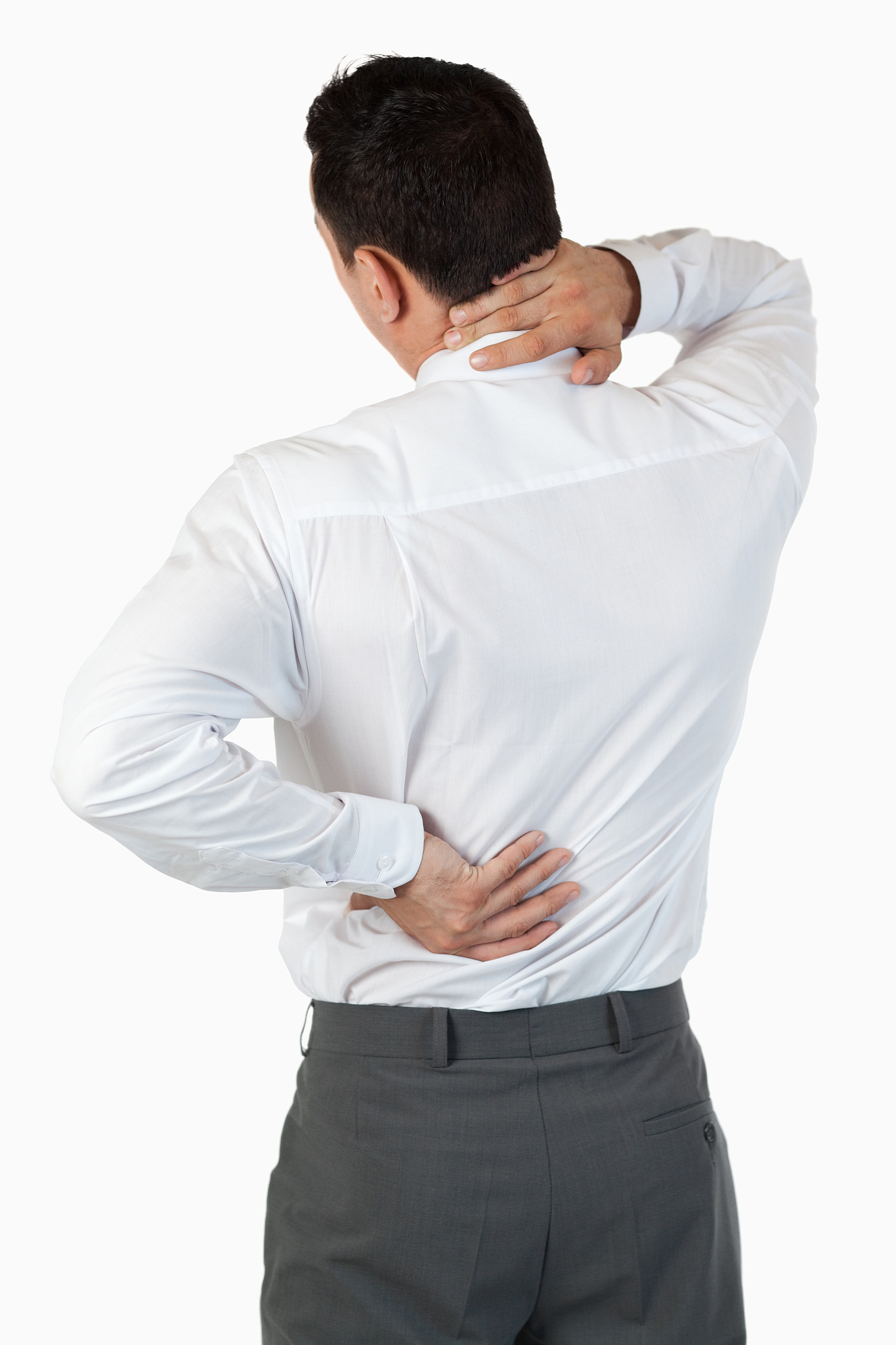 portrait of the painful back of a businessman