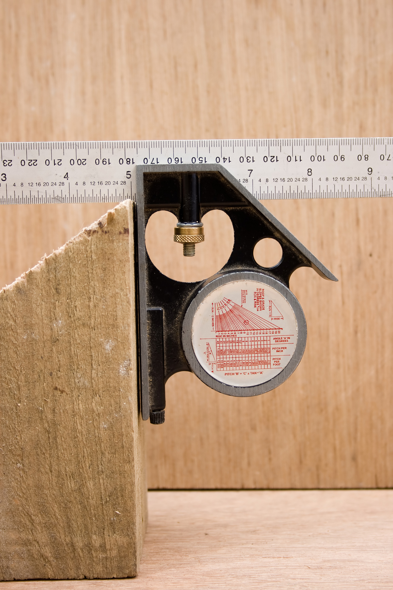 set square on wood