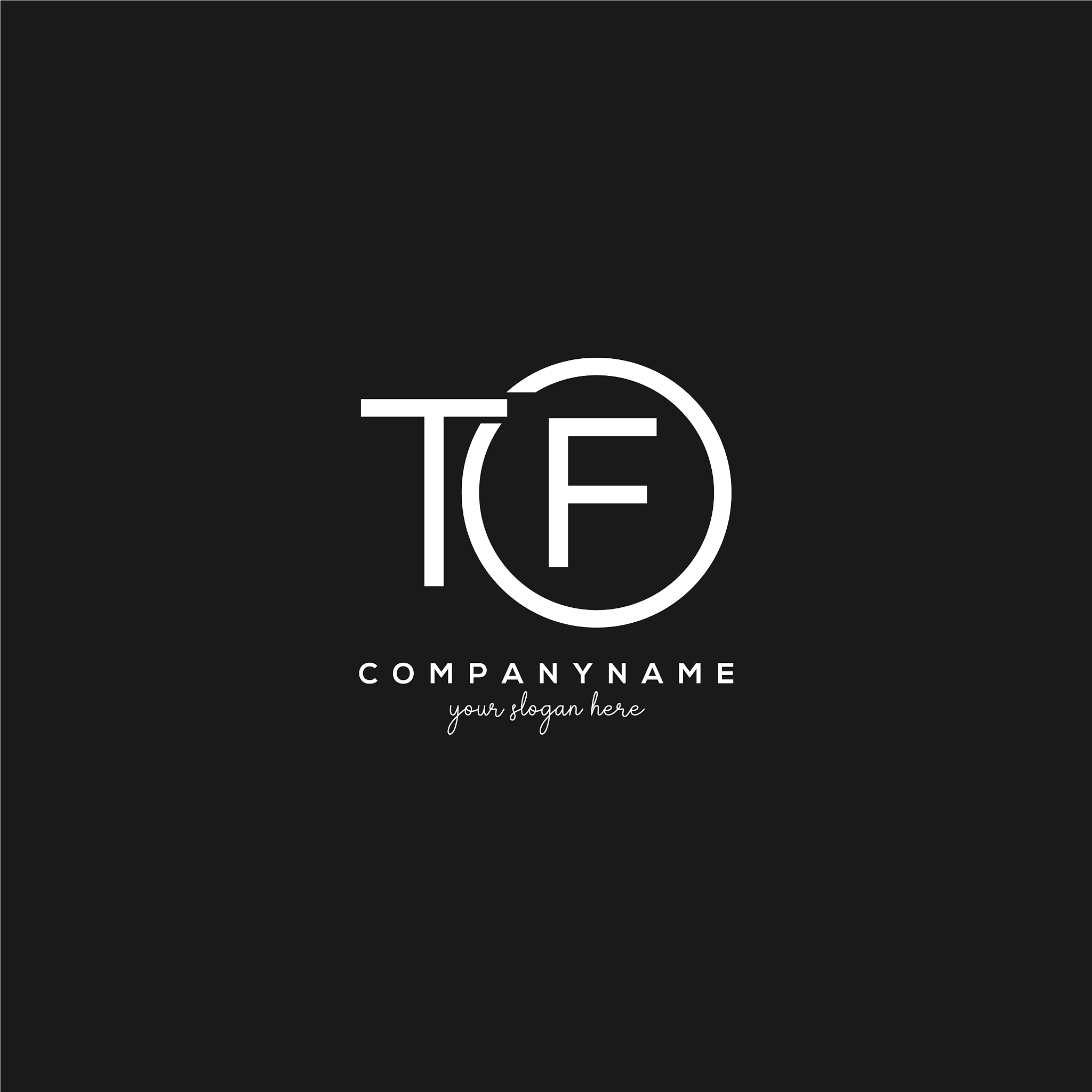 initial tf letter logo with circle template