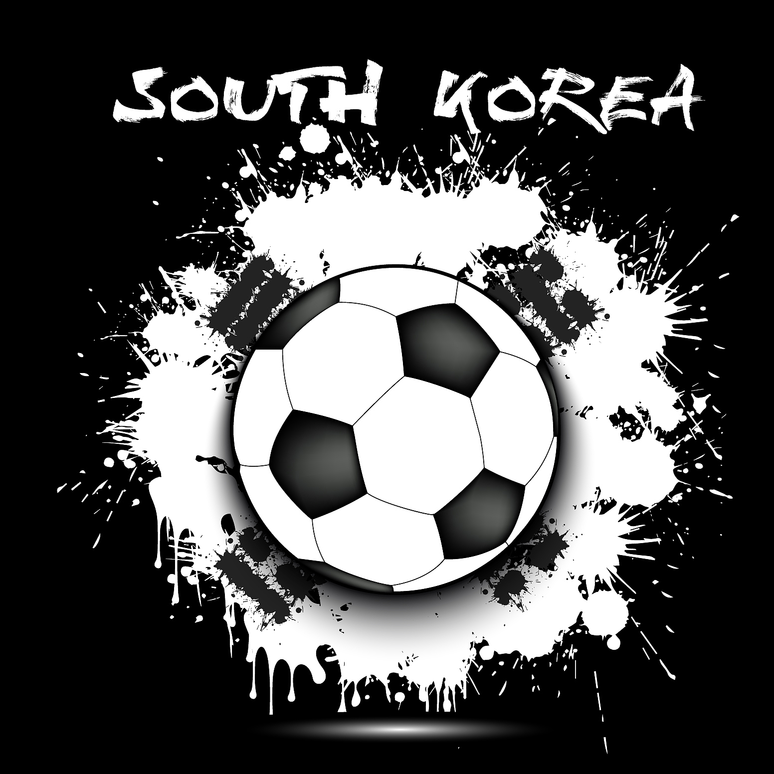 soccer ball and south korea flag