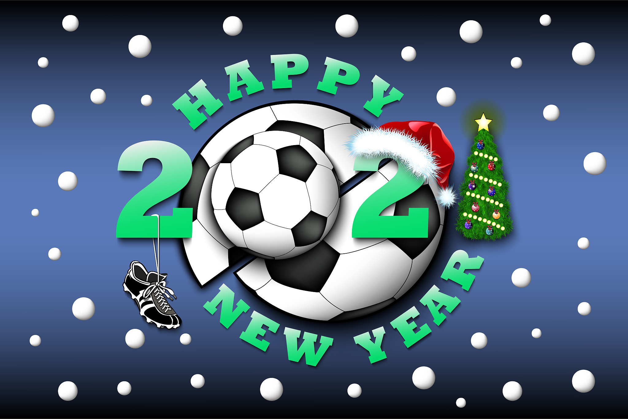 happy new year 2021 and soccer ball