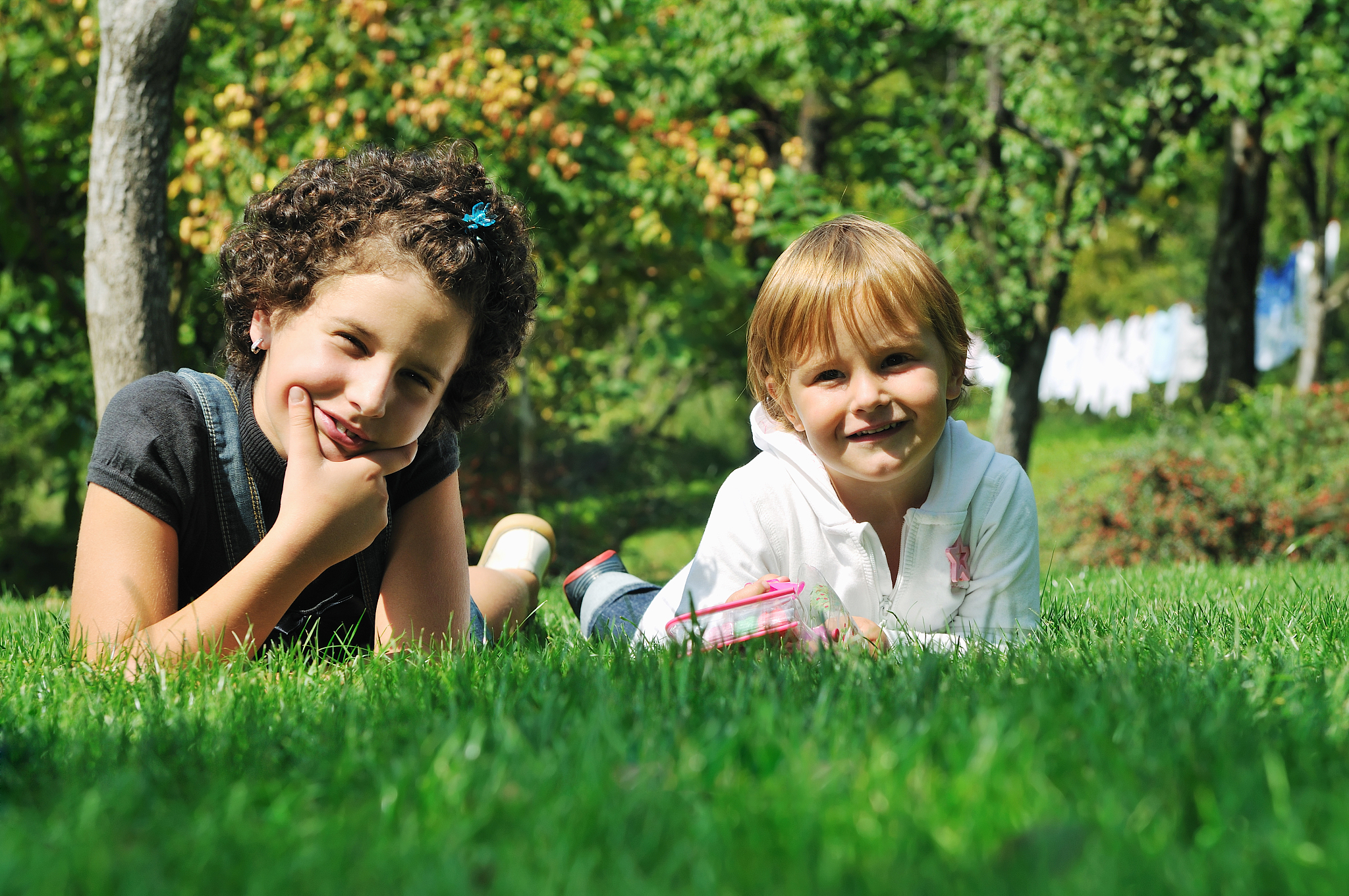 beautiful children  posing in fashionable clothing outdoor