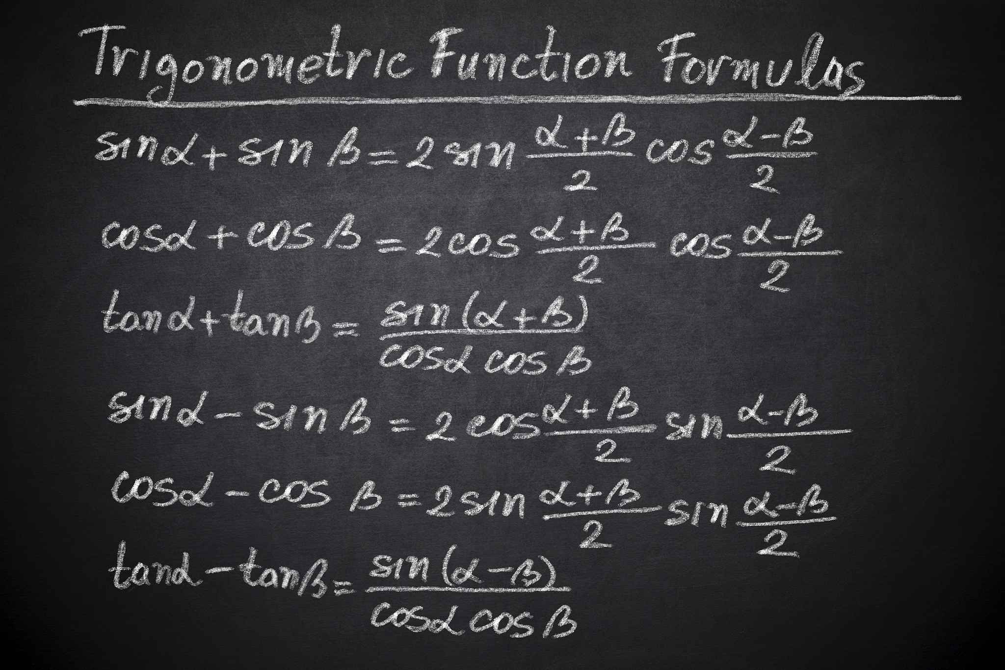 trigonometric function formulas