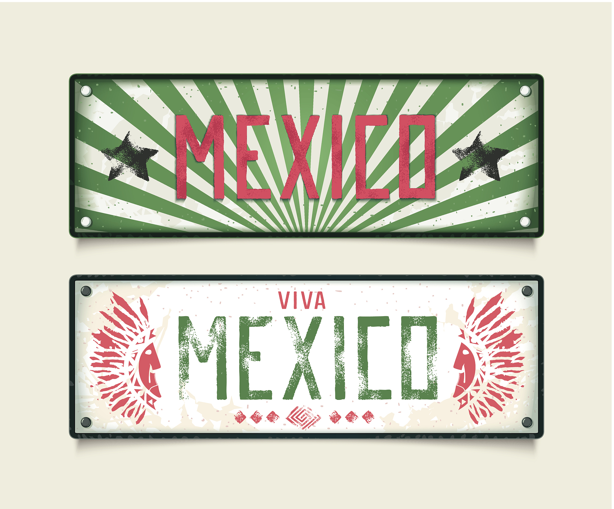 two grunge car plates viva mexico