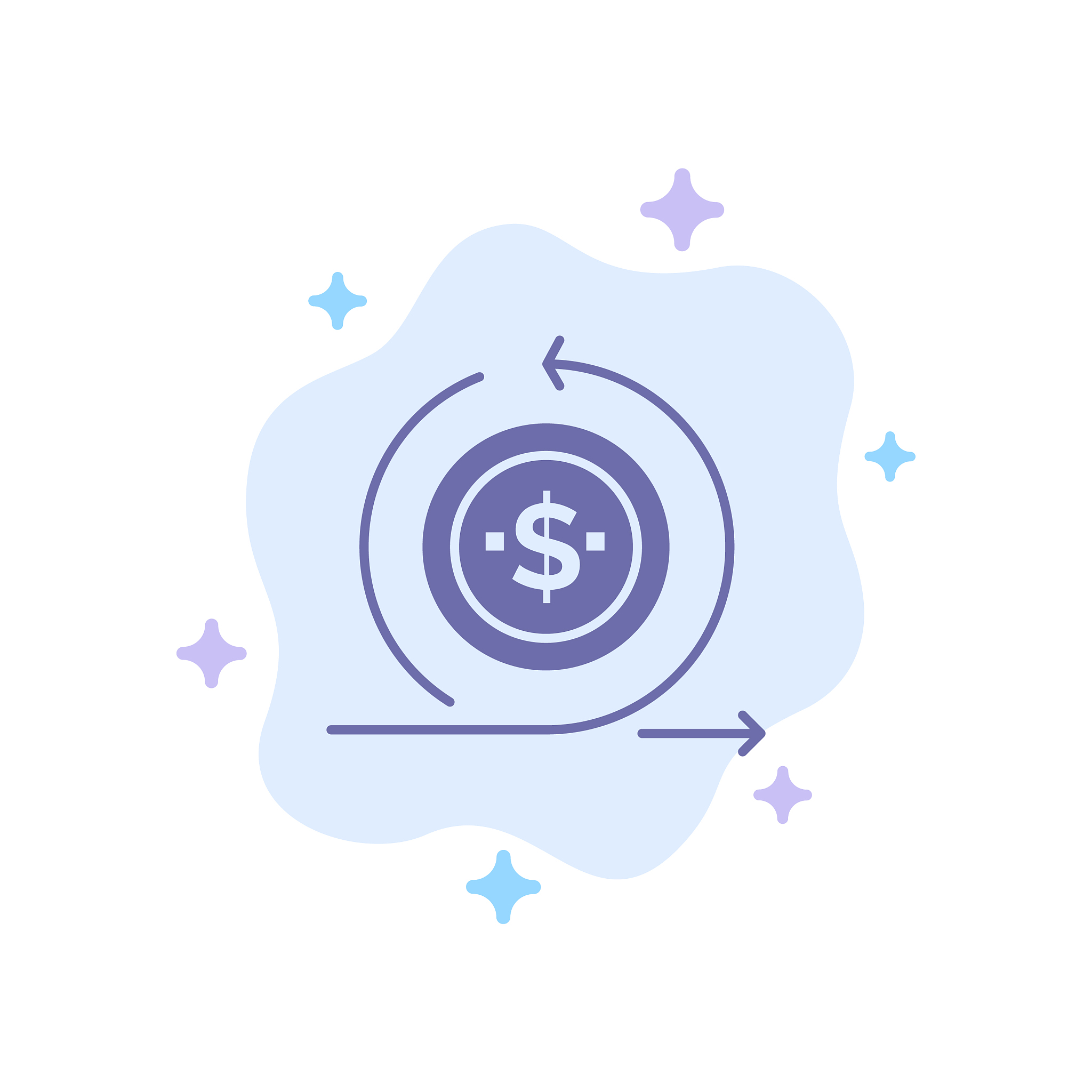 business investment modern on return blue icon on