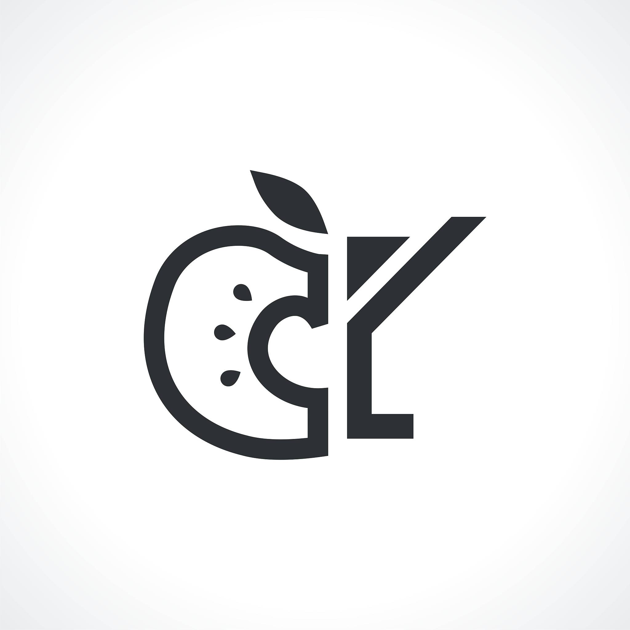 vector logo wineglass with apple.