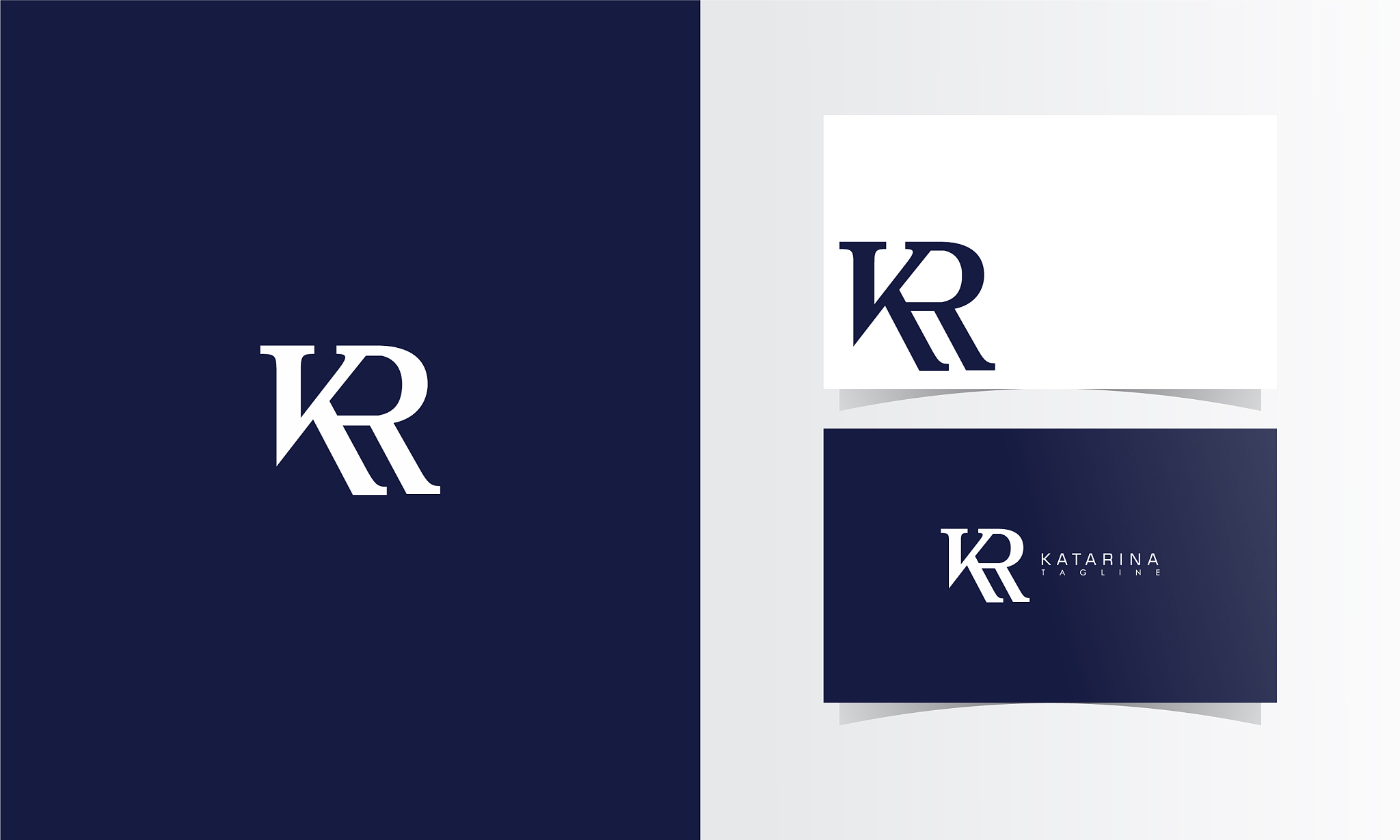kr monogram logotype with business card template