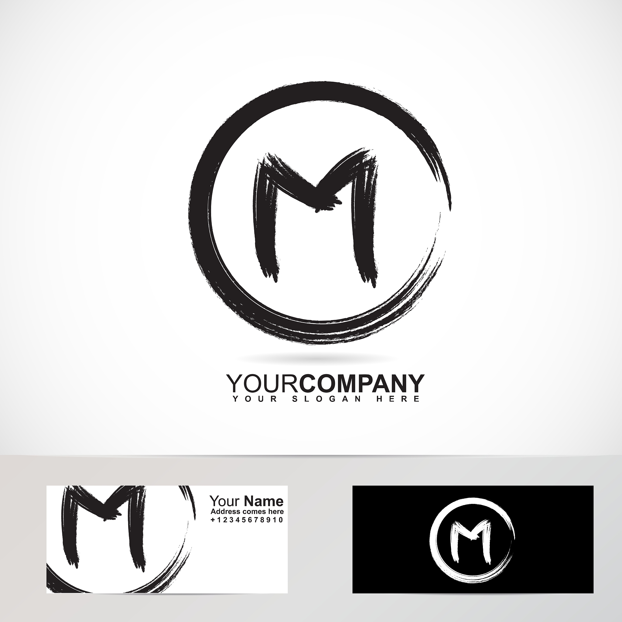letter m grunge circle logo