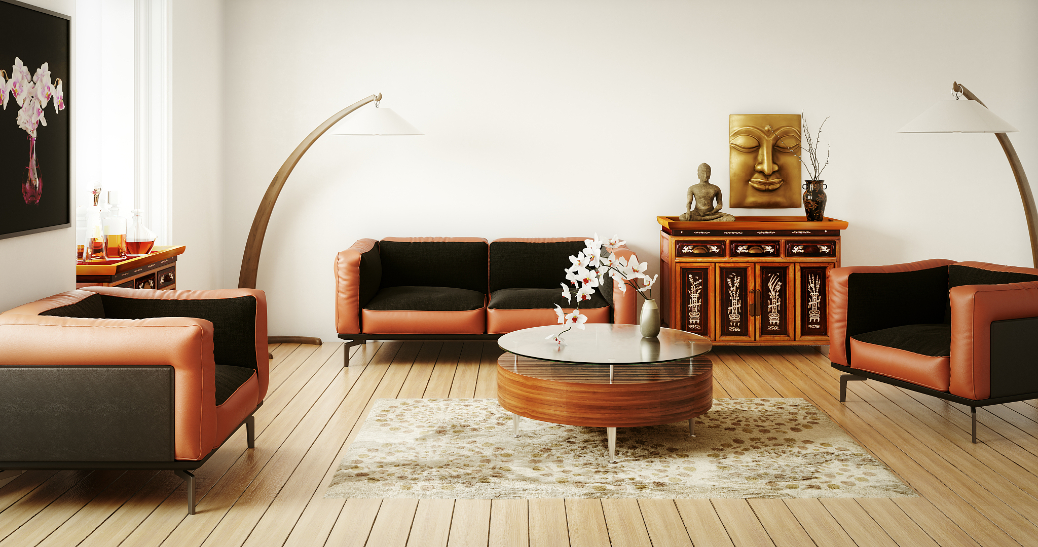 stylish and refined asian living room