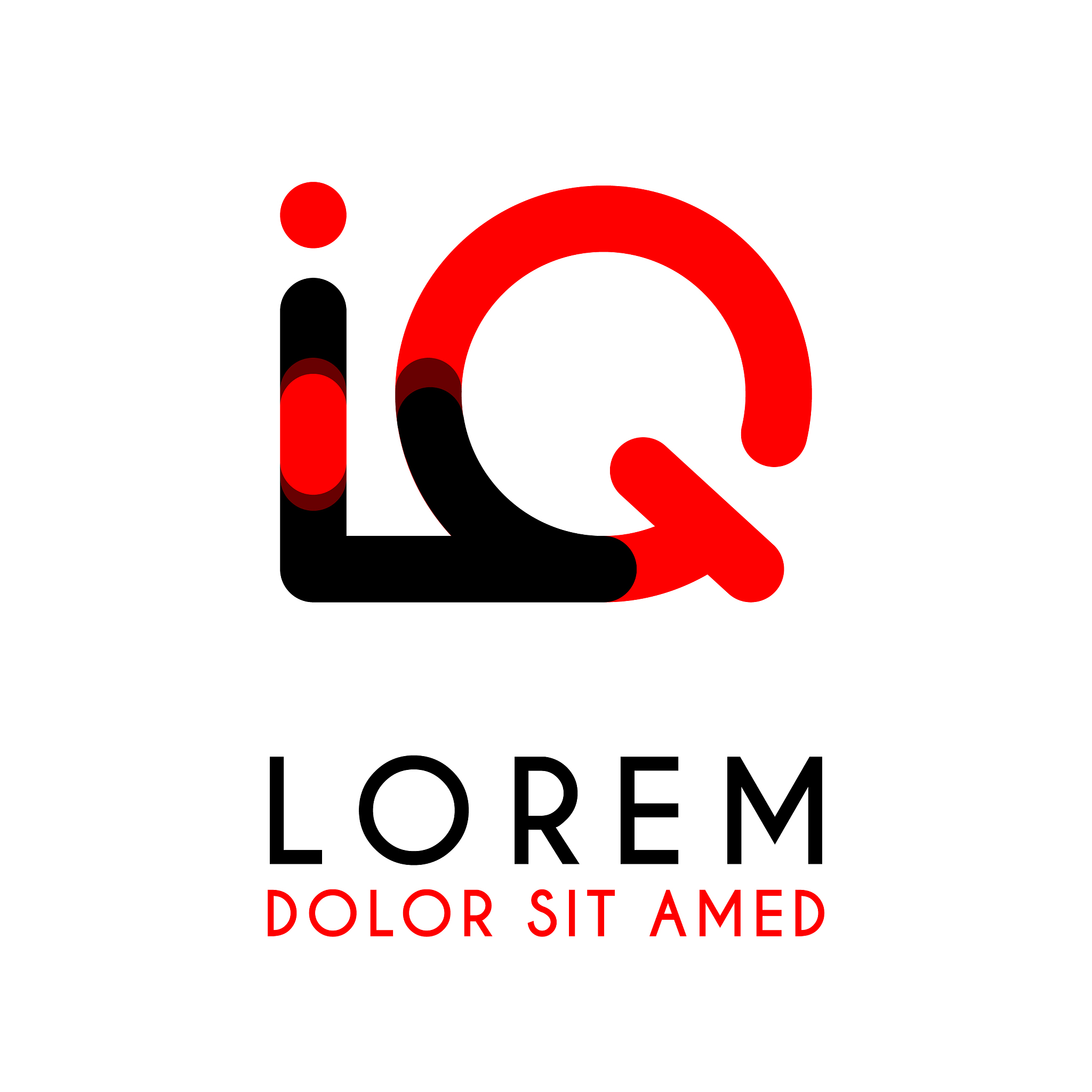 initial letter iq with red black and has rounded