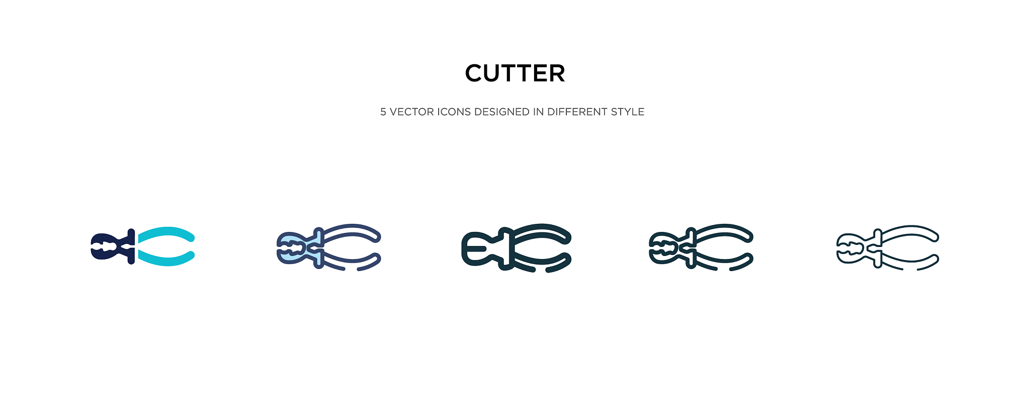 cutter icon in different style two colored and