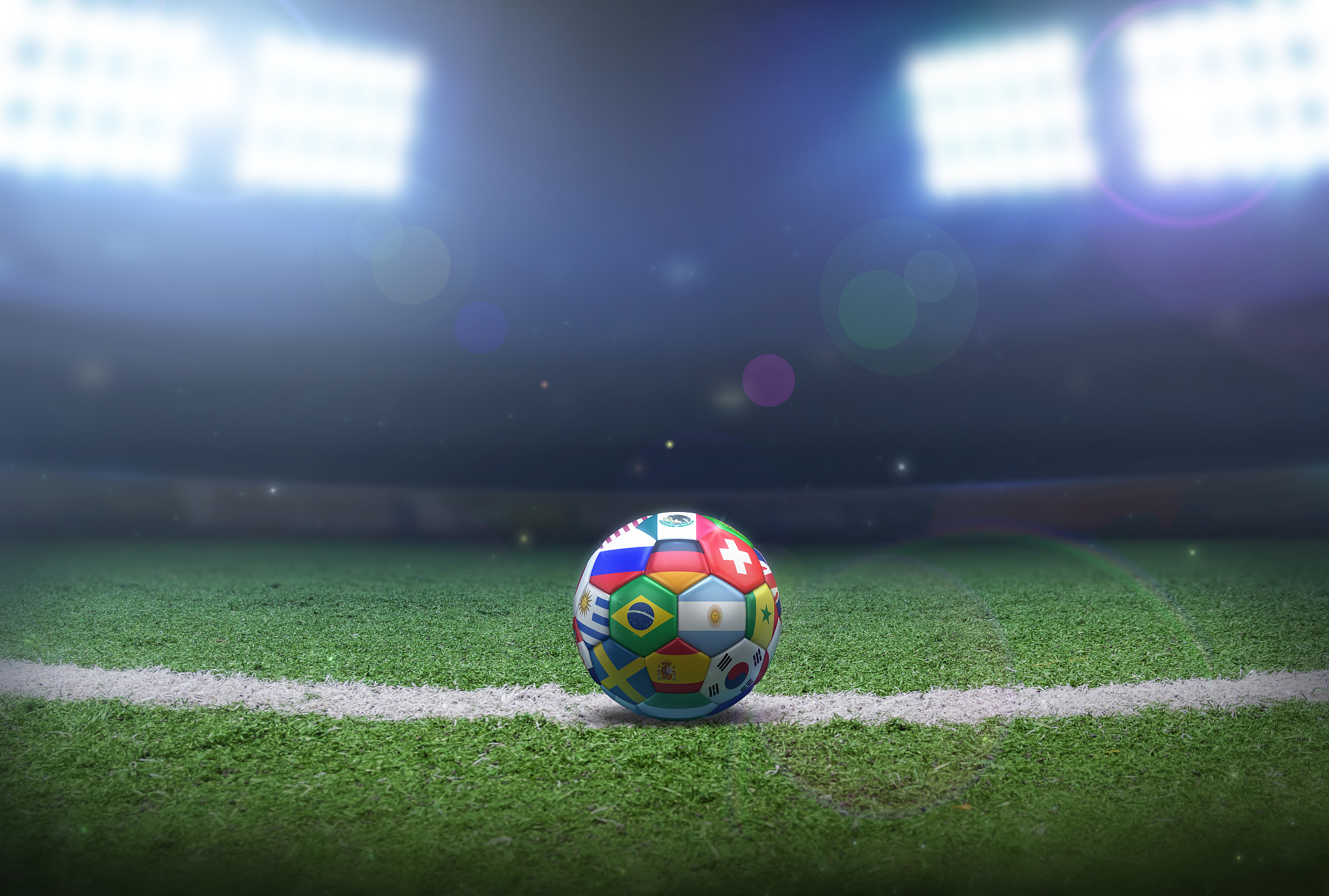 soccer ball in the stadium